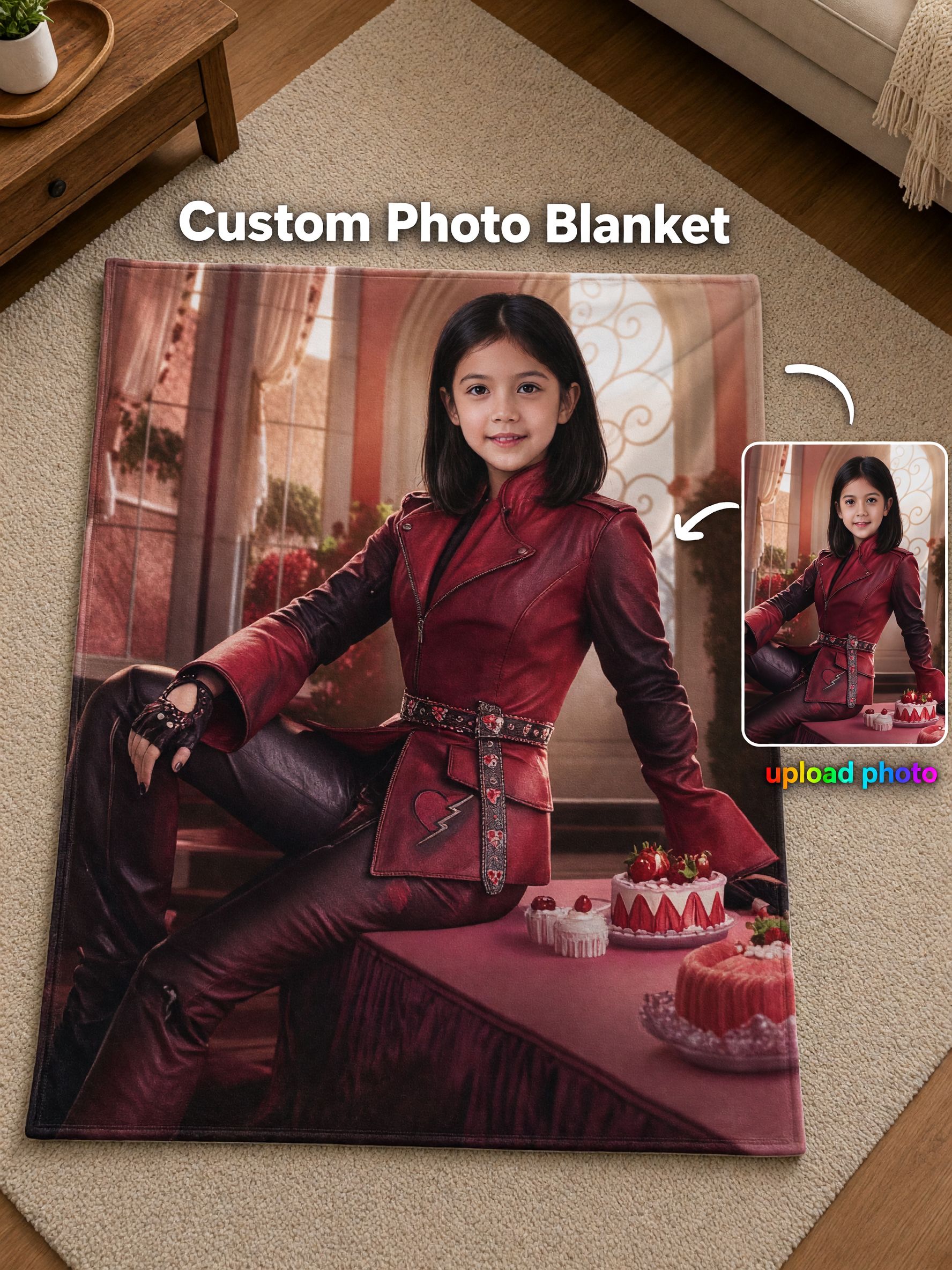 Custom Photo Face Blanket Soft Flannel Fleece Throw Personalized Picture Blanket for Bed Couch Ideal Keepsake Gift