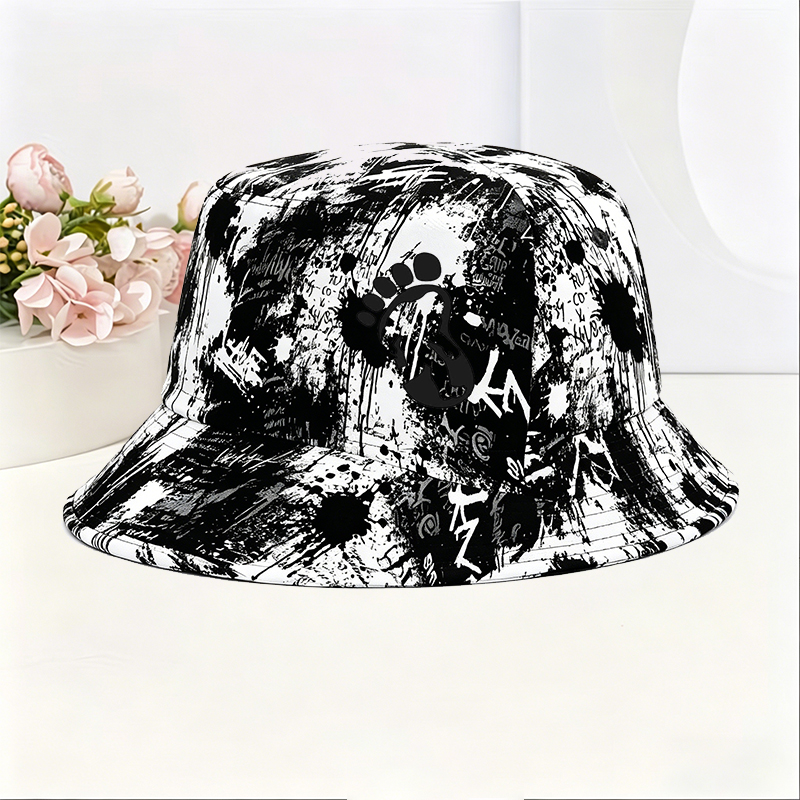 Unisex Classic Graffiti Bucket Hat with Bigfoot Silhouette Print - Perfect for Outdoor Adventures, Hiking, and Casual Wear - Ideal for Nature Lovers and Adventure Seekers