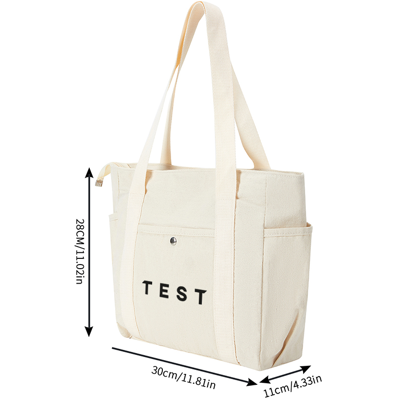Multi Pocket Bag Beige with Minimalist Geometric Print and 