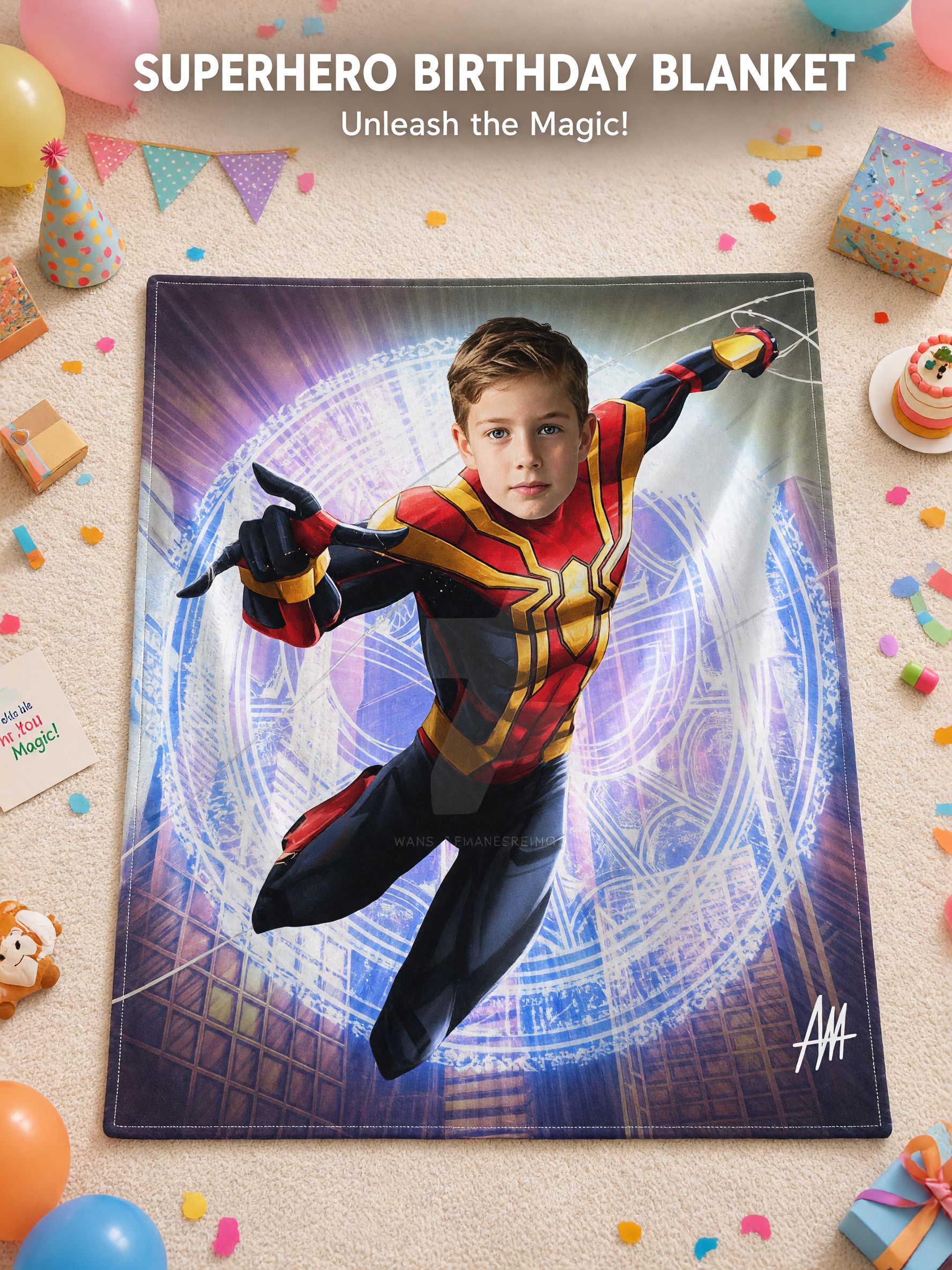 Custom Face Superhero Flannel Fleece Blanket, Personalized Photo Throw for Kids and Adults, Cozy Warm Bed Couch Gift