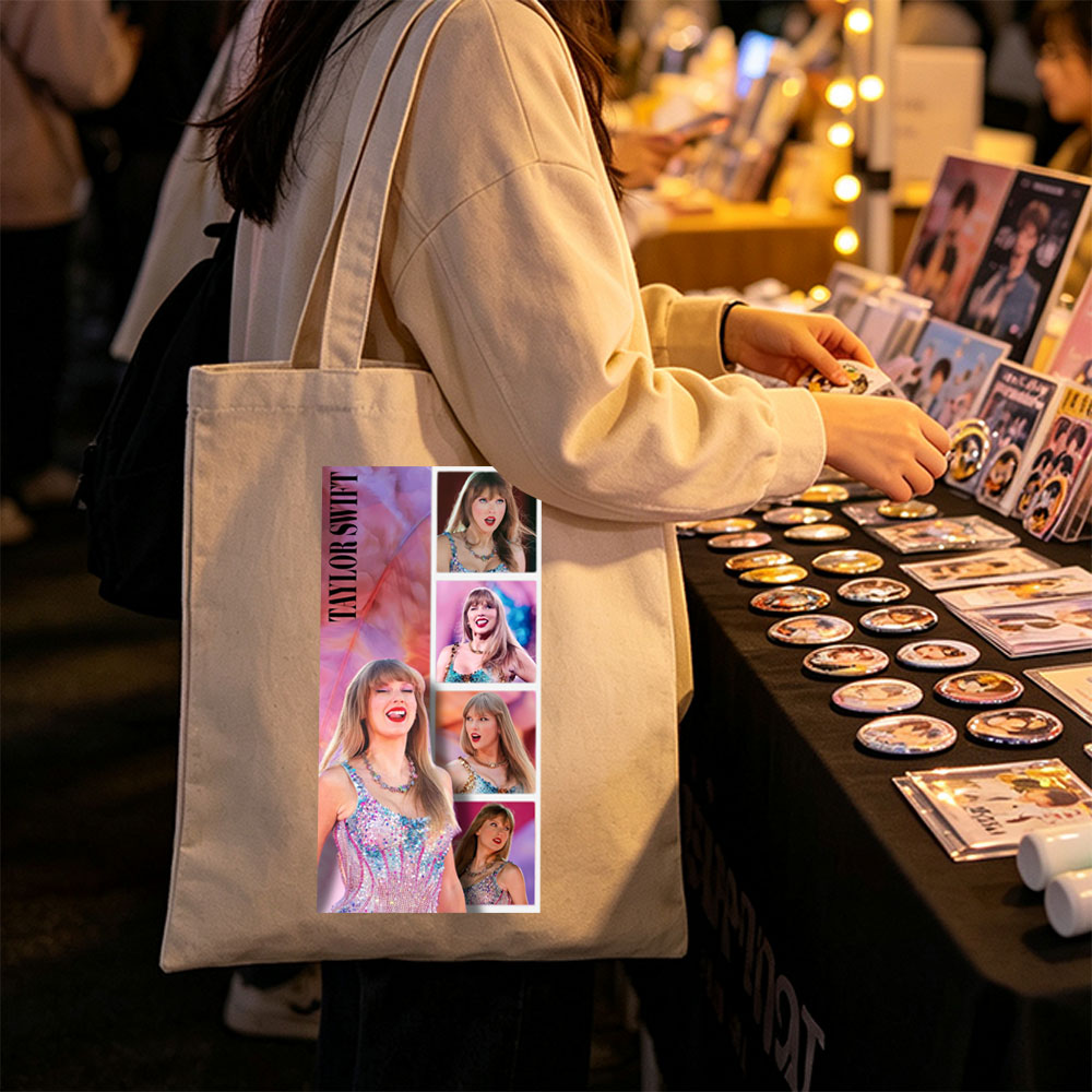 Taylor Swift Live Performance in Sparkling Stage Outfit and Expressive Moments - Canvas tote bags