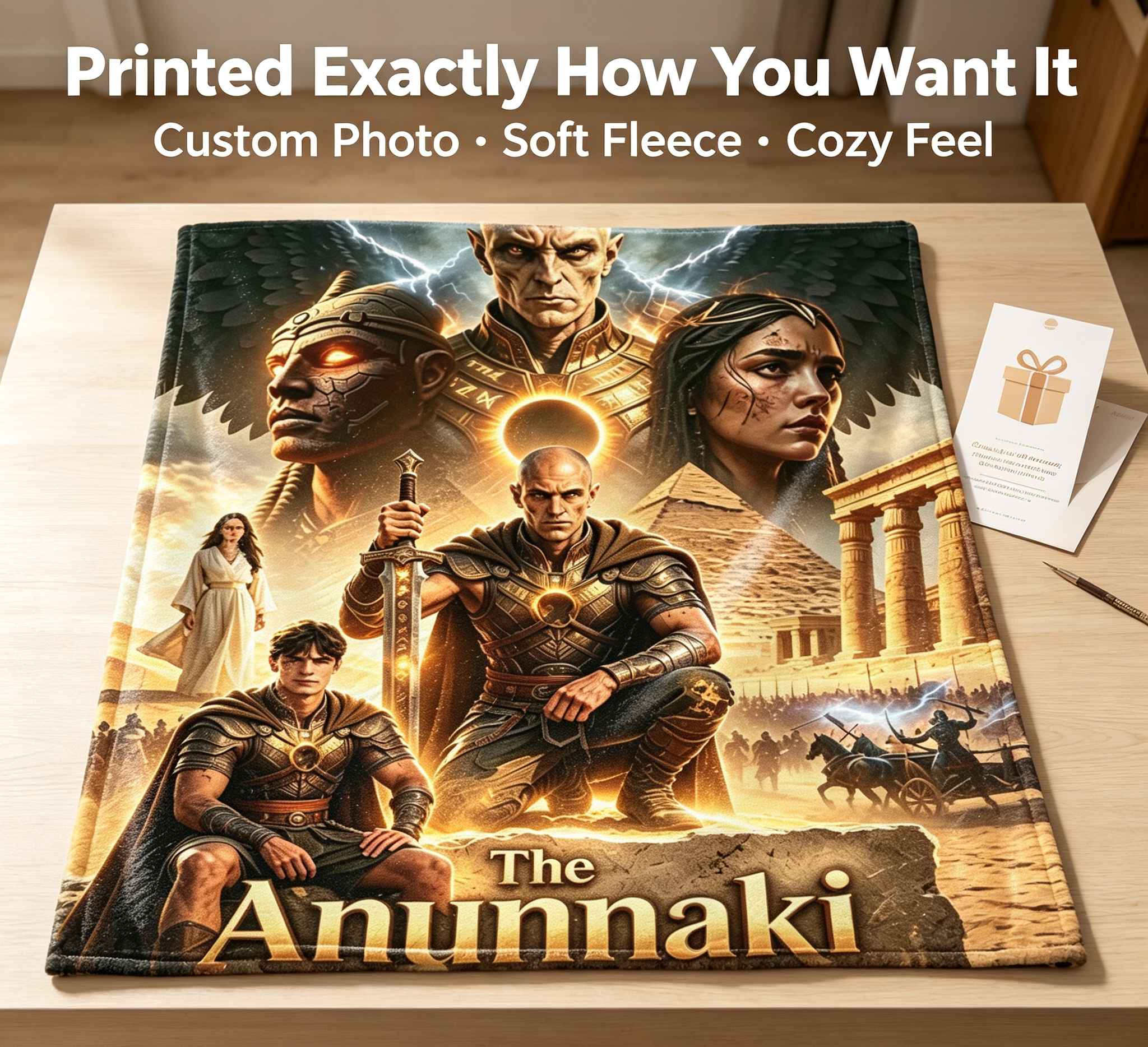 Custom Face Blanket The Anunnaki Movie Poster Flannel Blanket Perfect for Couch, Bed, or Travel Ideal Gift for Sci-Fi and Ancient Aliens Fans
