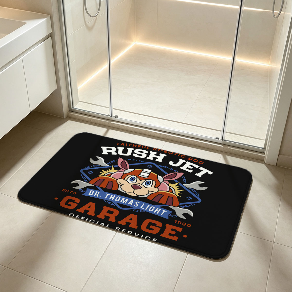 Rush Jet - Faithful Robotic Dog, Dr. Thomas Light Garage, Official Service, 1990 - Flannel floor mat