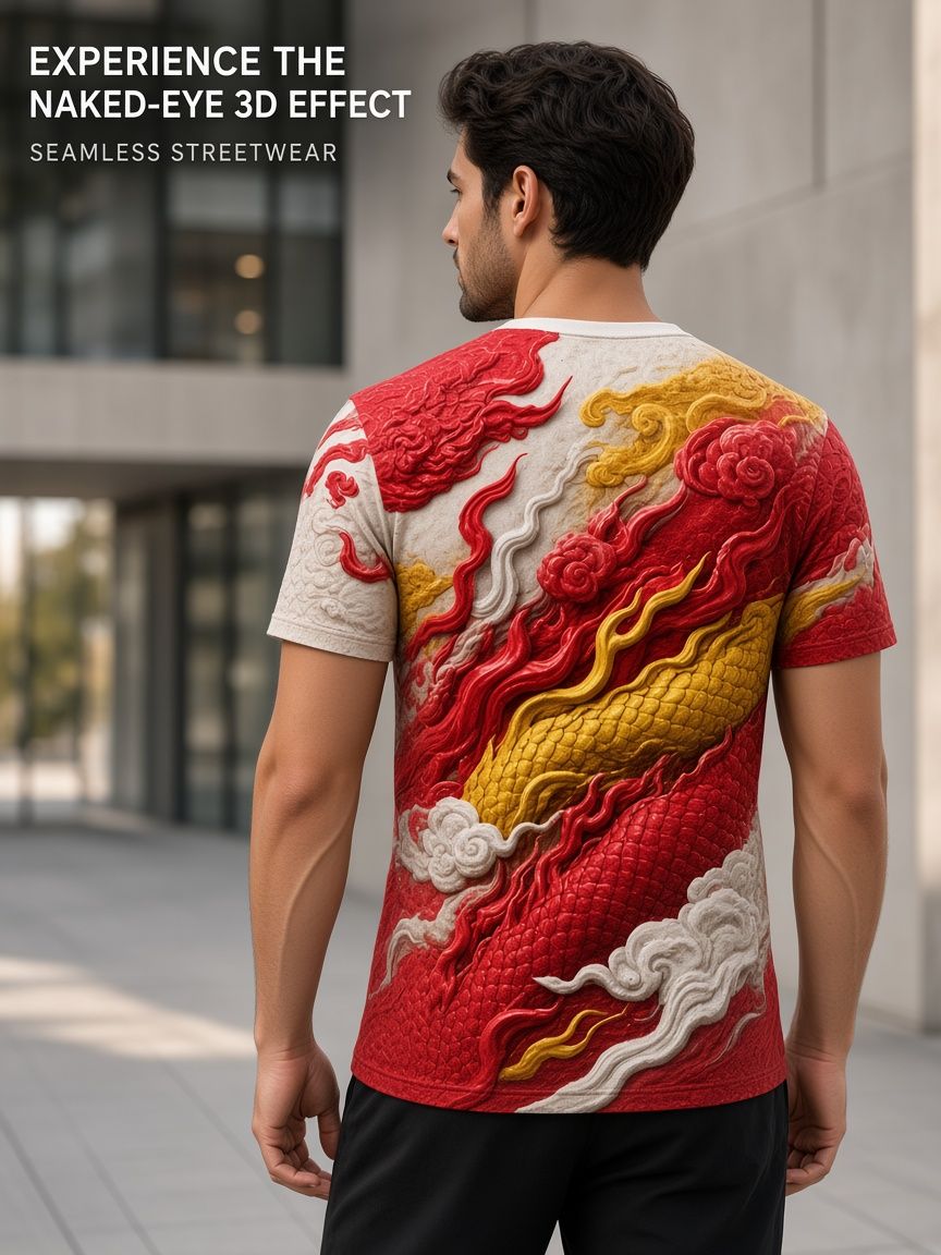 Japanese Oni Demon 3D Optical Illusion Graphic Tee Breathable Athletic Mesh T-Shirt for Casual and Sports Wear