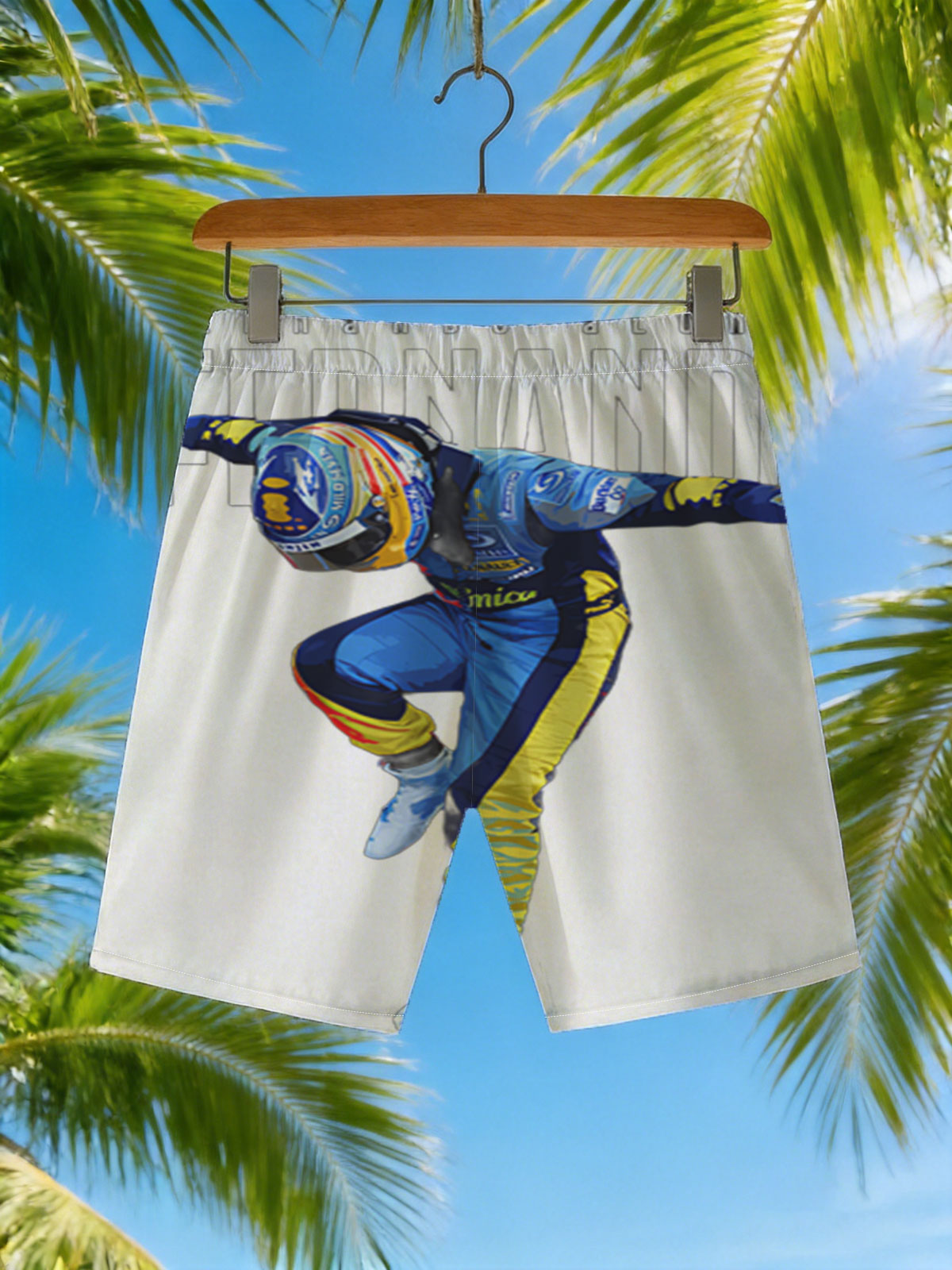 Fernando Alonso in Action: Formula 1 Racing Legend -  Beach shorts