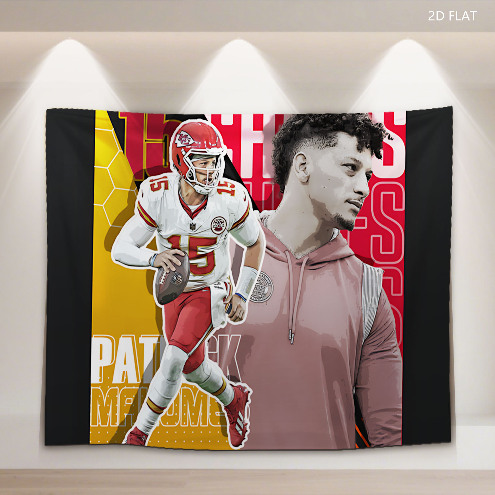 Patrick Mahomes: Kansas City Chiefs QB in Action and Casual Portrait - Tapestry