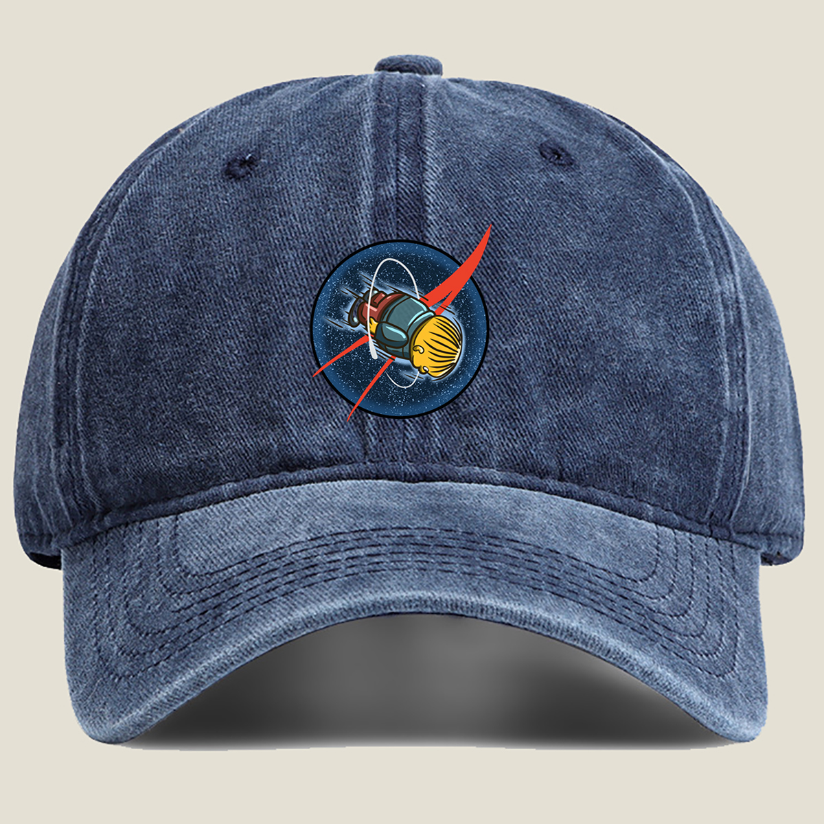 Space Adventure with a Robot Astronaut - Washed Denim - Baseball Cap