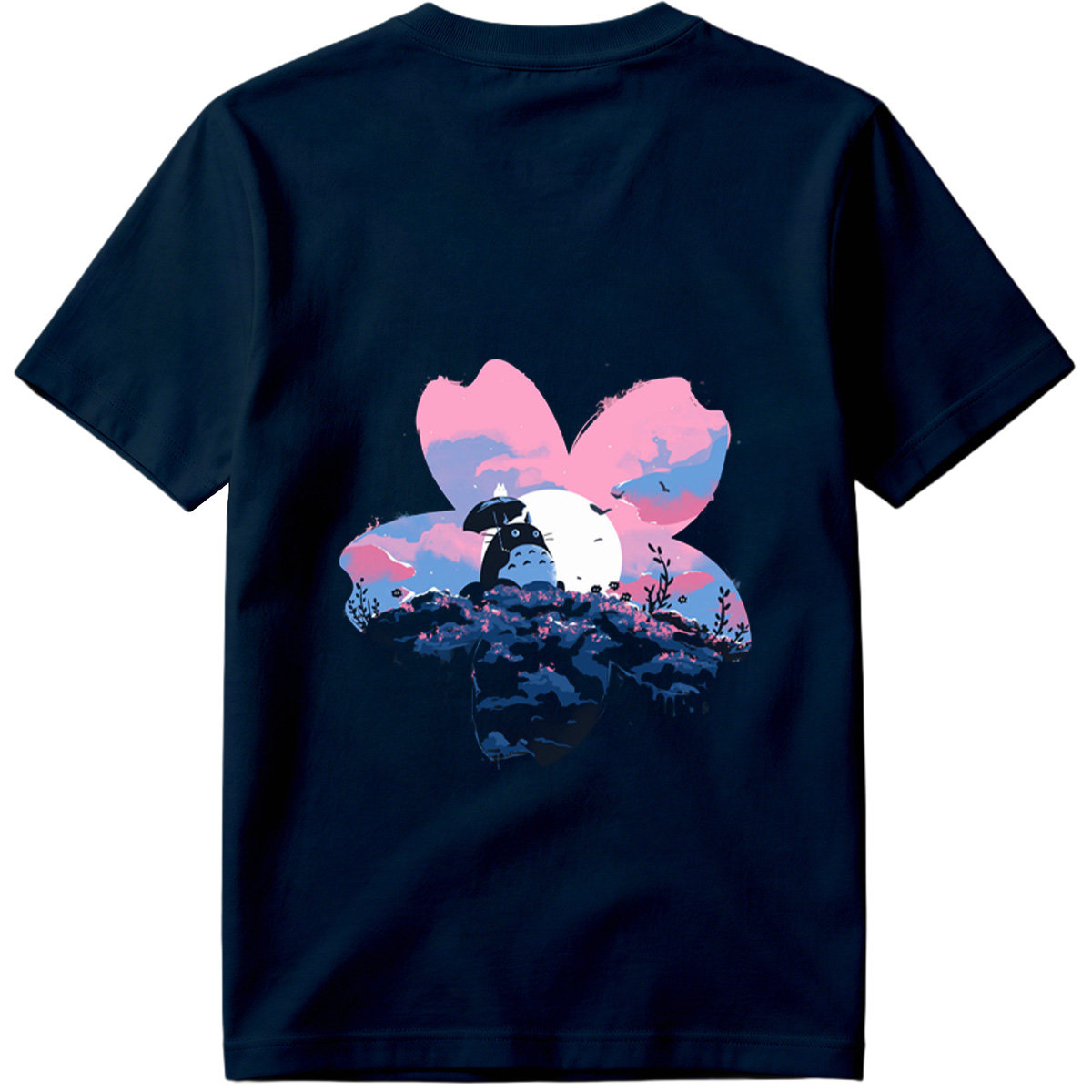 Totoro Under Cherry Blossom Moon - Tee