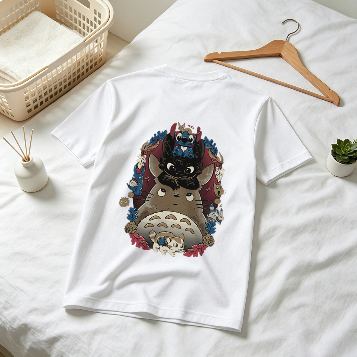 Totoro, Stitch, and Friends: A Whimsical Forest Gathering - Tee
