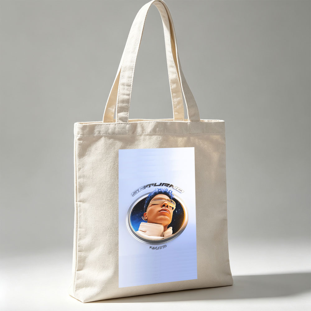 Rauw Alejandro in Space Through a Circular Window with Starry Background and Futuristic Look - Canvas tote bags
