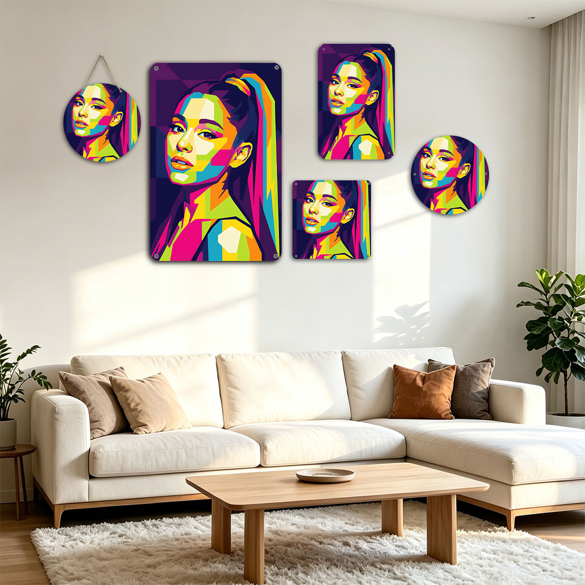 Colorful Pop Art Portrait of a Woman with Vibrant Hair and Geometric Patterns - painting