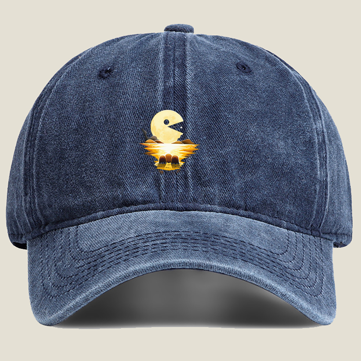 Pac-Man Moon Reflection - Washed Denim - Baseball Cap