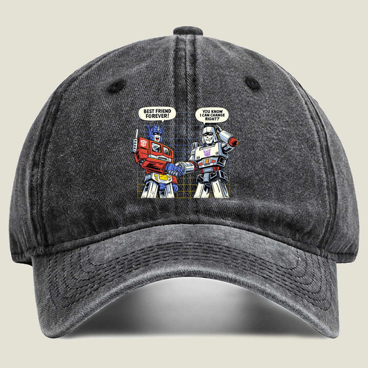 Transformers: Optimus Prime and Megatron Best Friends Forever - Washed Denim - Baseball Cap