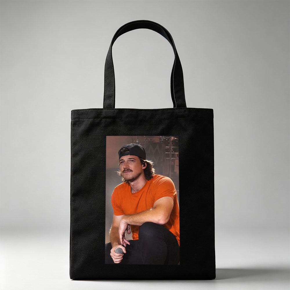 Morgan Wallen Live Performance Holding Microphone on Stage - Canvas tote bags