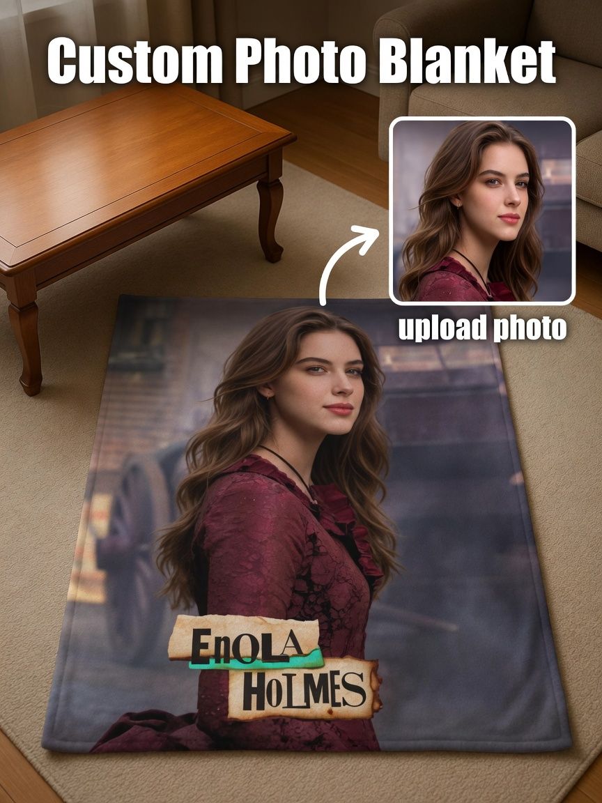Custom Photo Face Flannel Blanket, Personalized Portrait Throw for Sofa Couch Bed, Ideal Personalized Gift for Her