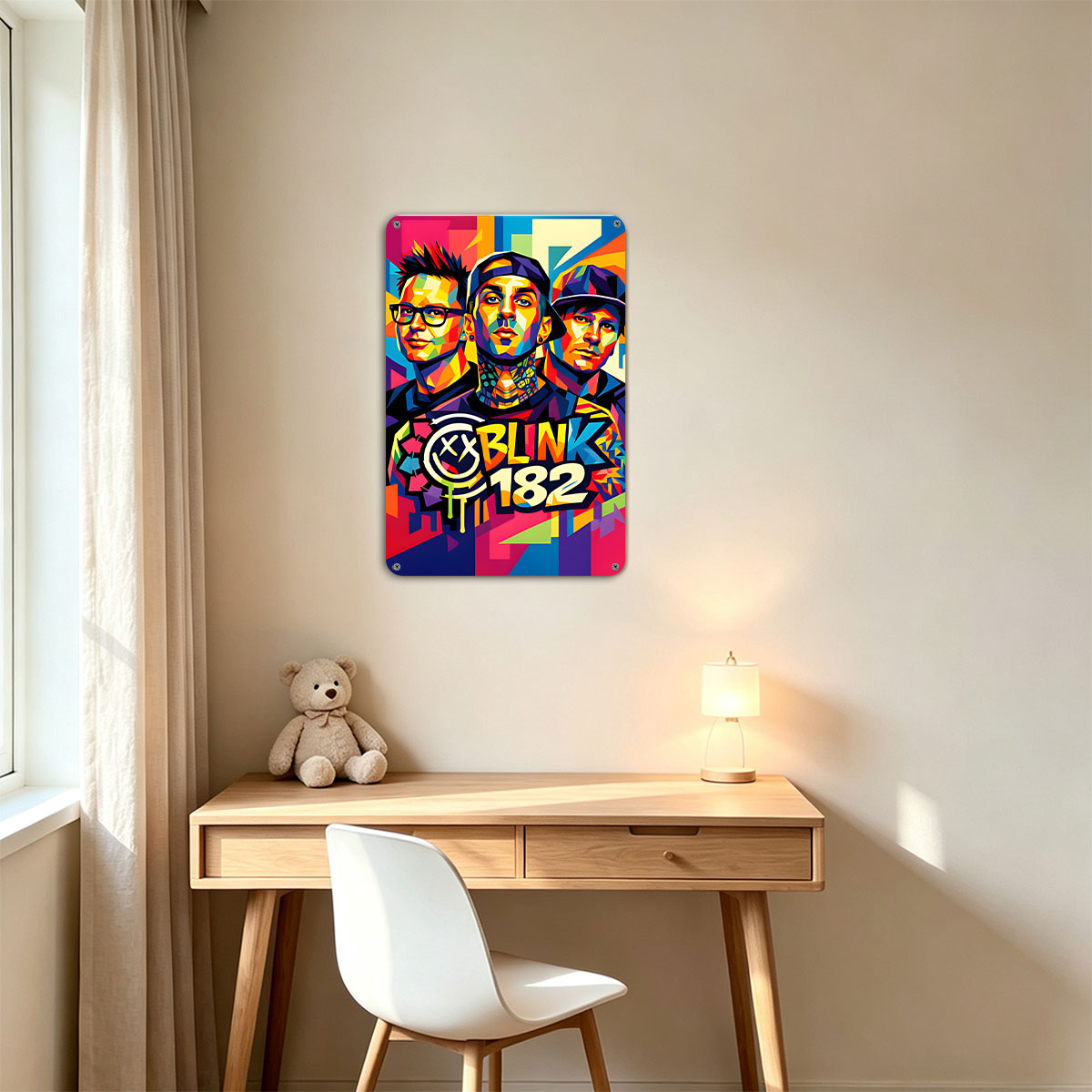 Blink-182 Band Members in Vibrant Pop Art Style - painting