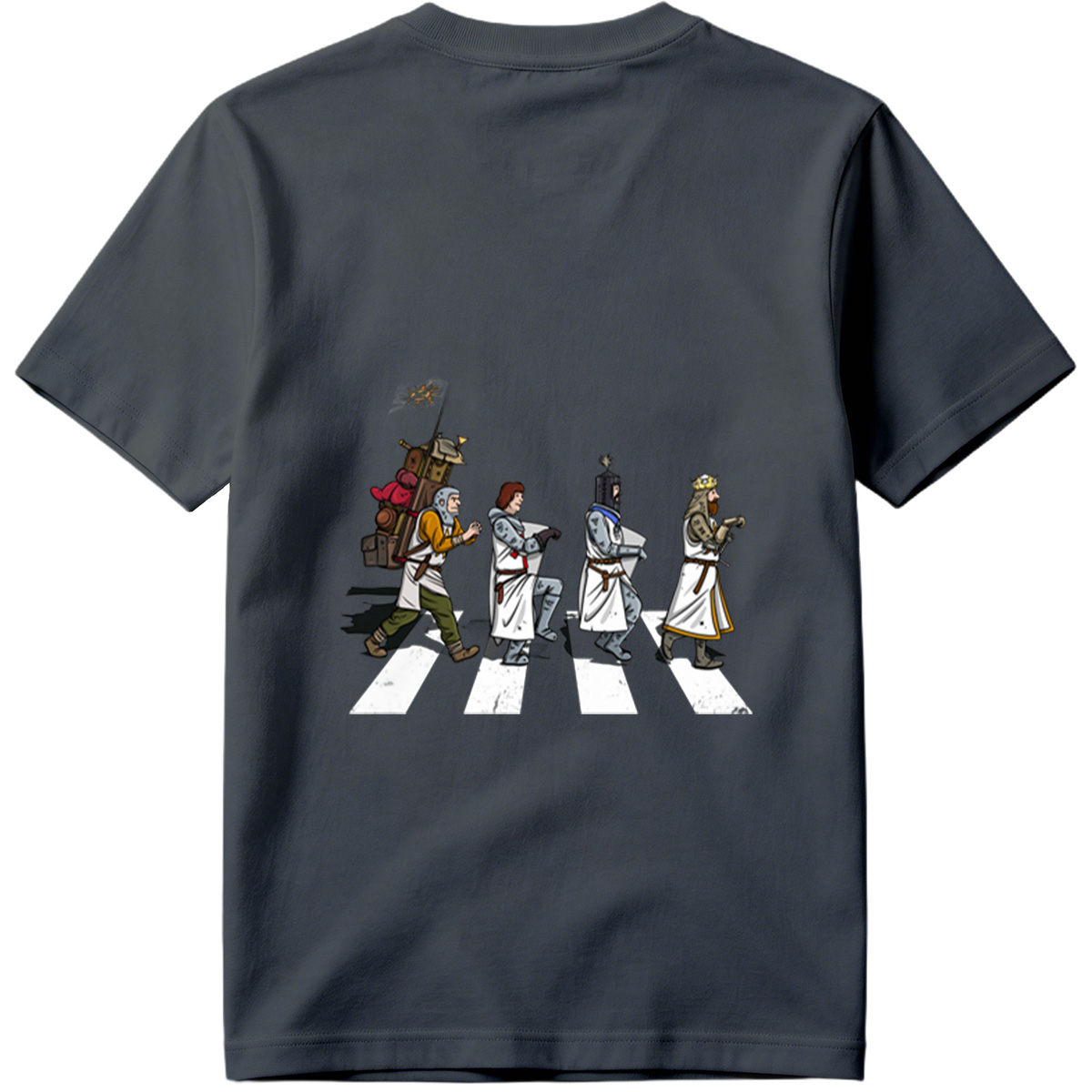 The Knights: Monty Python's Holy Grail Characters Crossing the Road - Tee