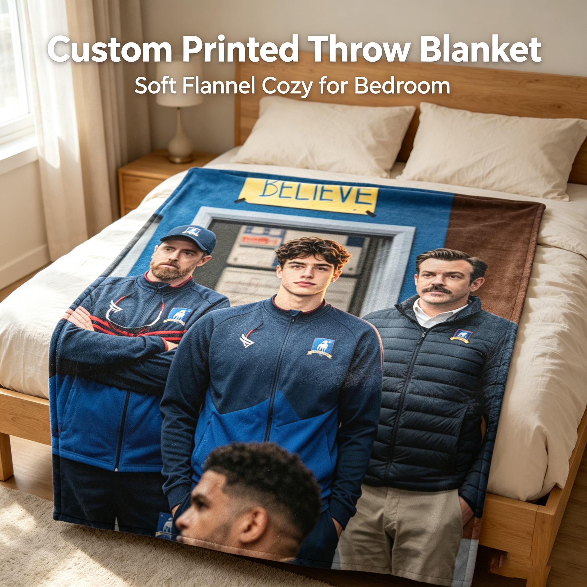 Custom Face Blanket Featuring Belief Team Portrait Flannel Blanket for Cozy Home Use and Perfect Gift or Giveaway