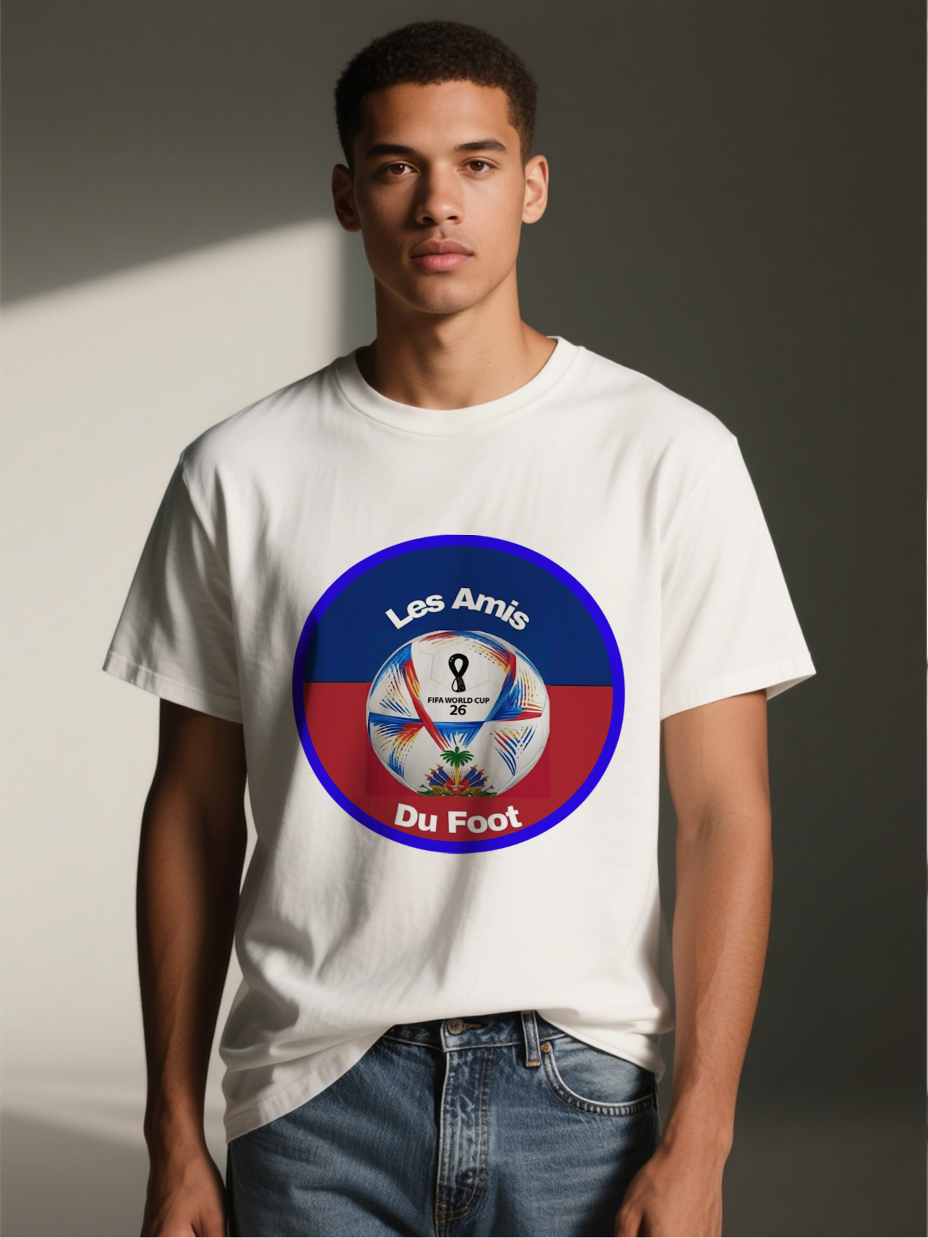 Men's Printed T-Shirt Les Amis Du Foot FIFA World Cup 26 Soccer Ball Design Casual Round Neck Lightweight Breathable Summer Short Sleeve Tee for Football Fans and Sports Enthusiasts