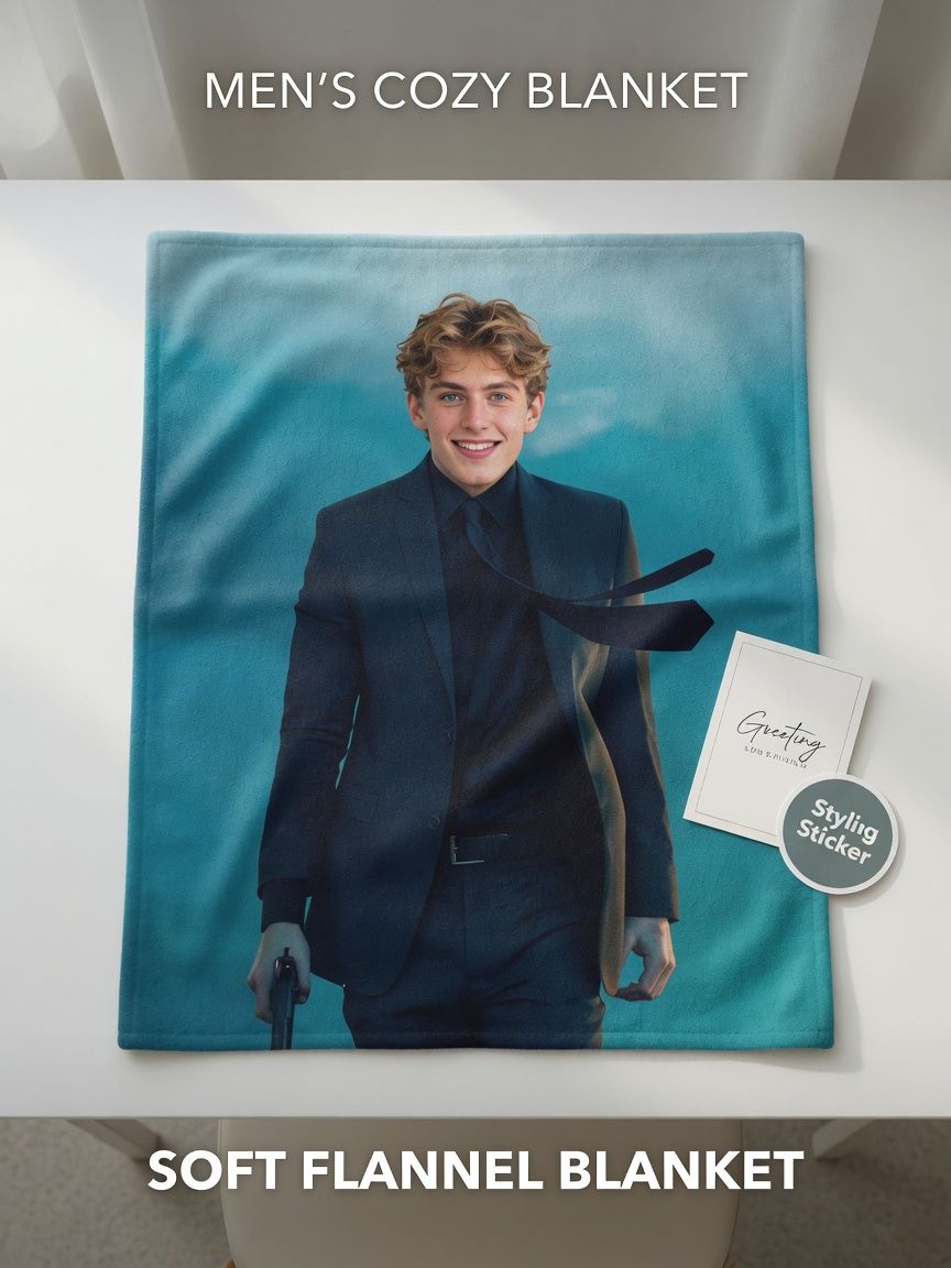 Custom Photo Blanket Personalized Face Flannel Fleece Throw Soft Anti-Pilling Keepsake Gift for Bed Sofa and Travel