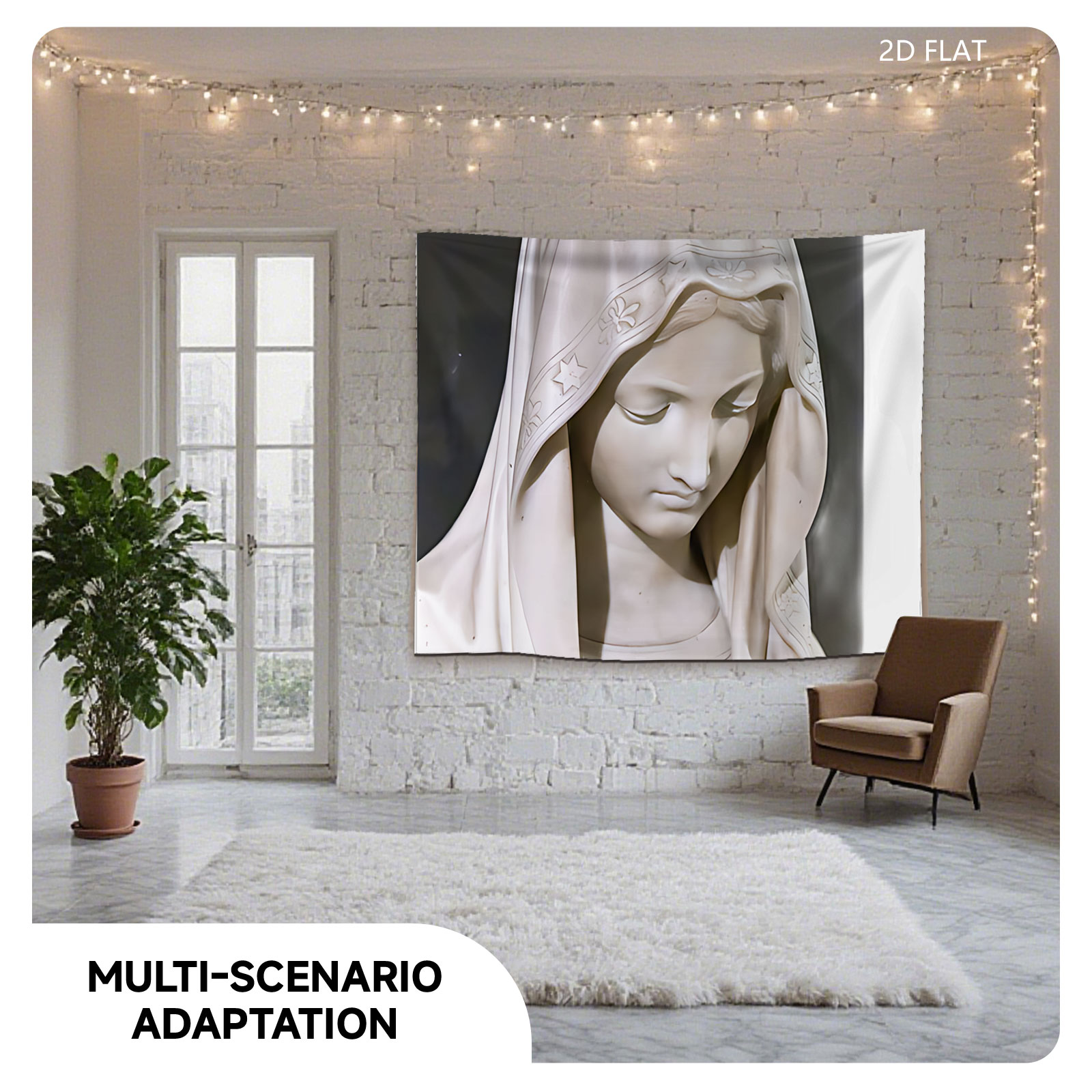 Virgin Mary Statue in White Marble - Tapestry