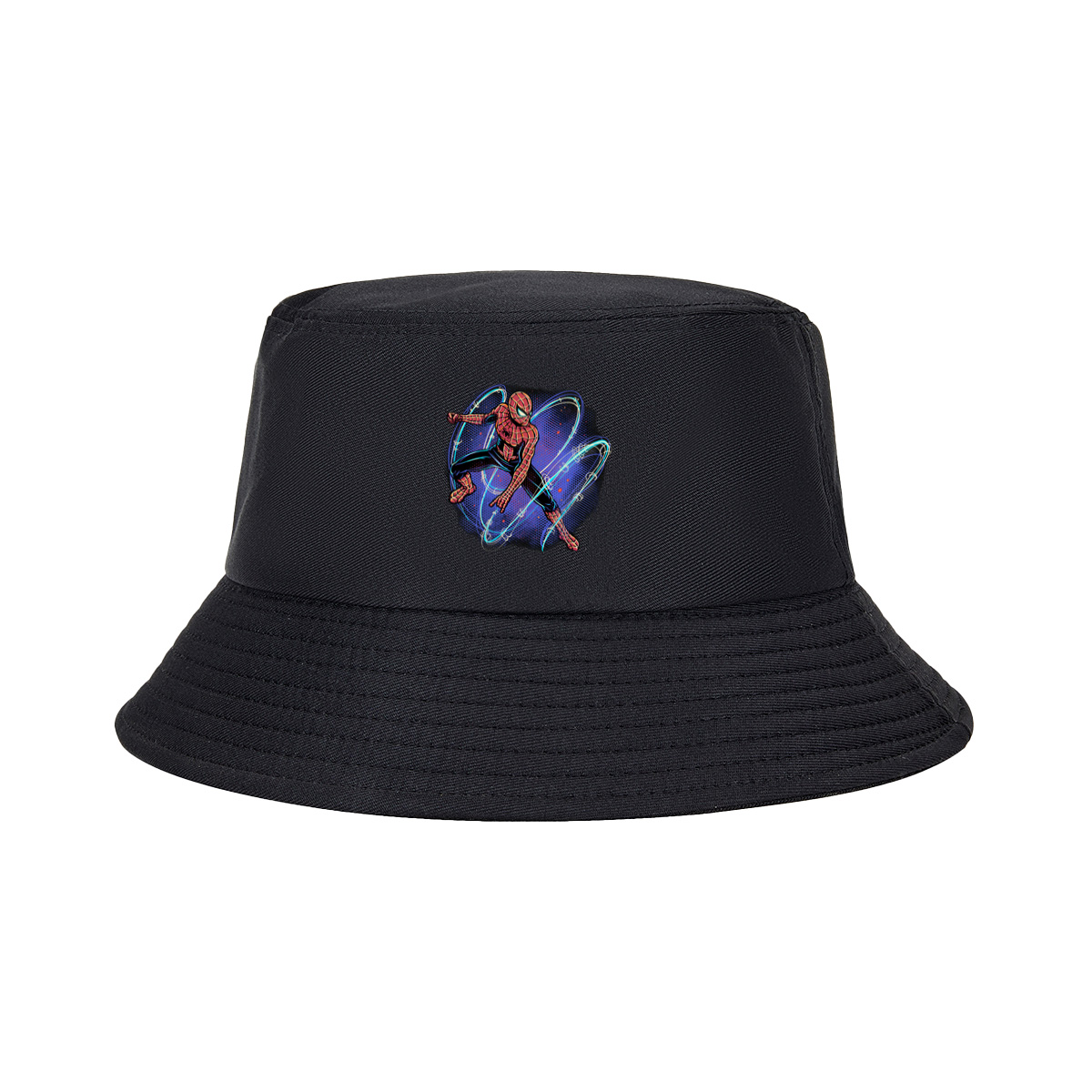 Spider-Man in Action with Dynamic Web Swirls - Fisherman's Hat