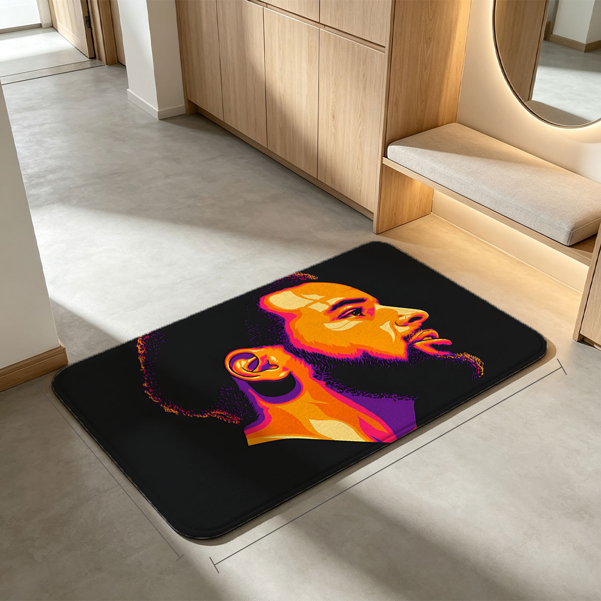 Vibrant Portrait of a Man in Profile with Bold Colors - Flannel floor mat