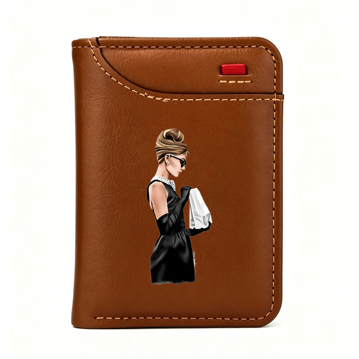 Audrey Hepburn in Black Dress and Sunglasses - Vertical Style Wallet