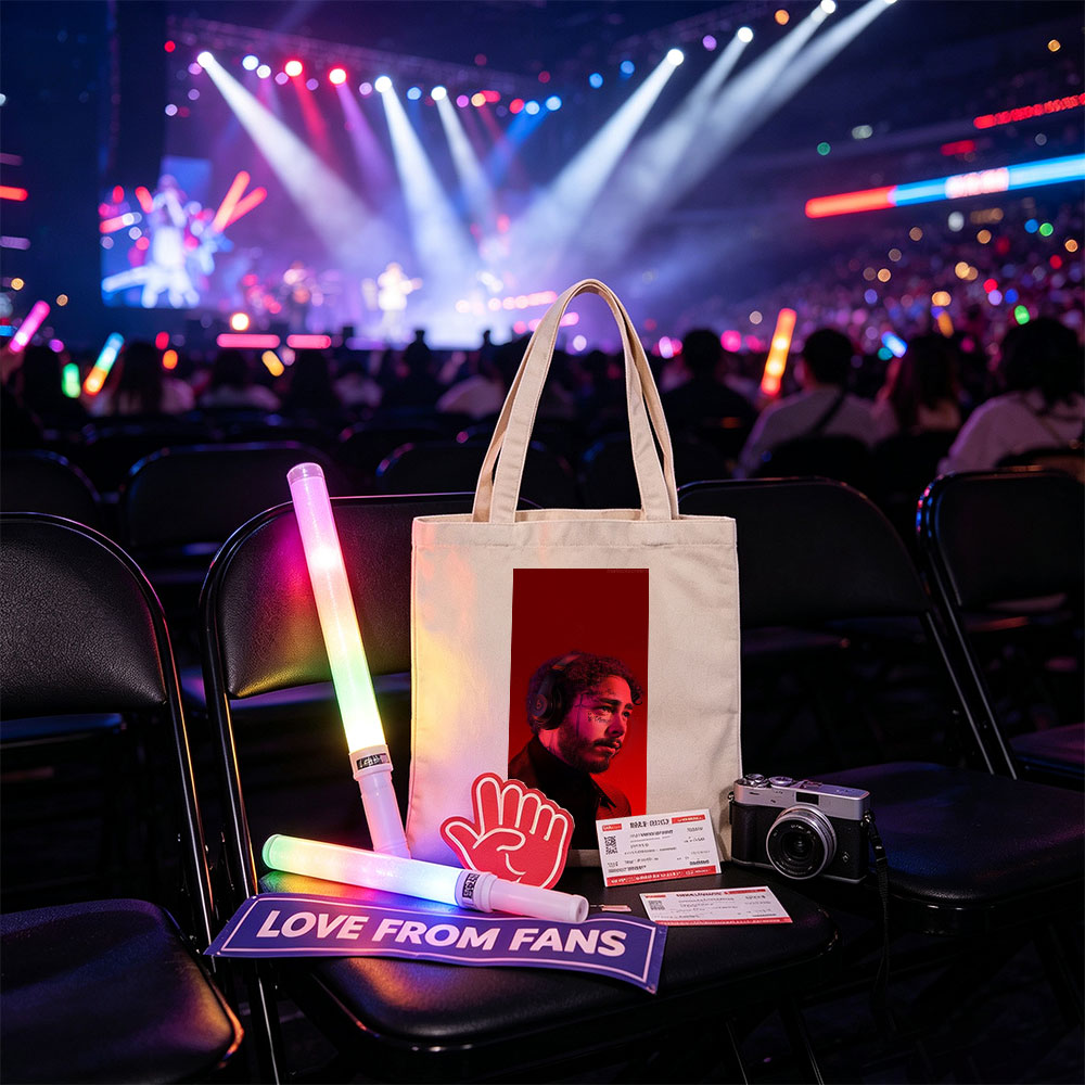 Post Malone Listening to Music with Headphones in Red Lighting - Canvas tote bags