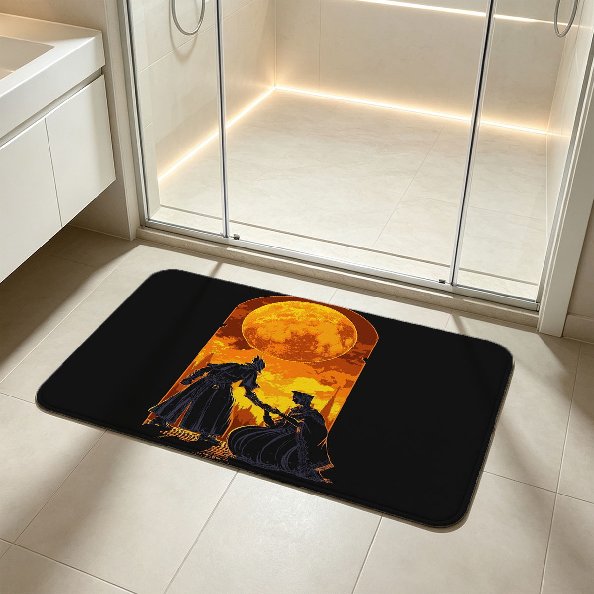 Bloodborne: The Hunter and the Lady Under the Crimson Moon - Flannel floor mat