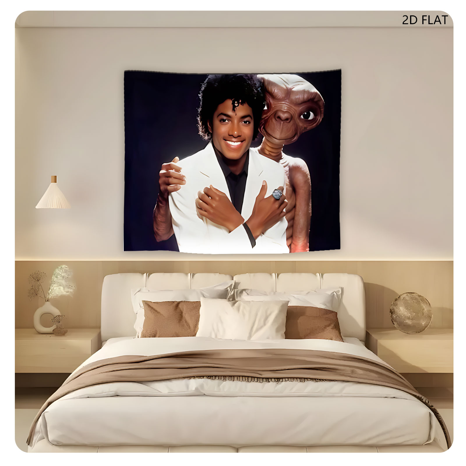 Michael Jackson and E.T. the Extra-Terrestrial in a playful pose - Tapestry