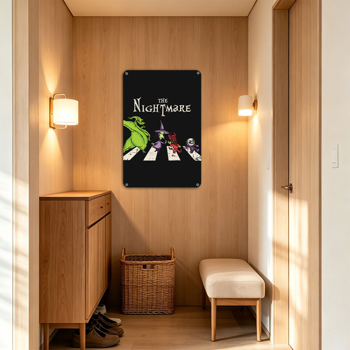 The Nightmare: Oogie Boogie, Witch, Devil, and Skeleton Crossing the Road - painting