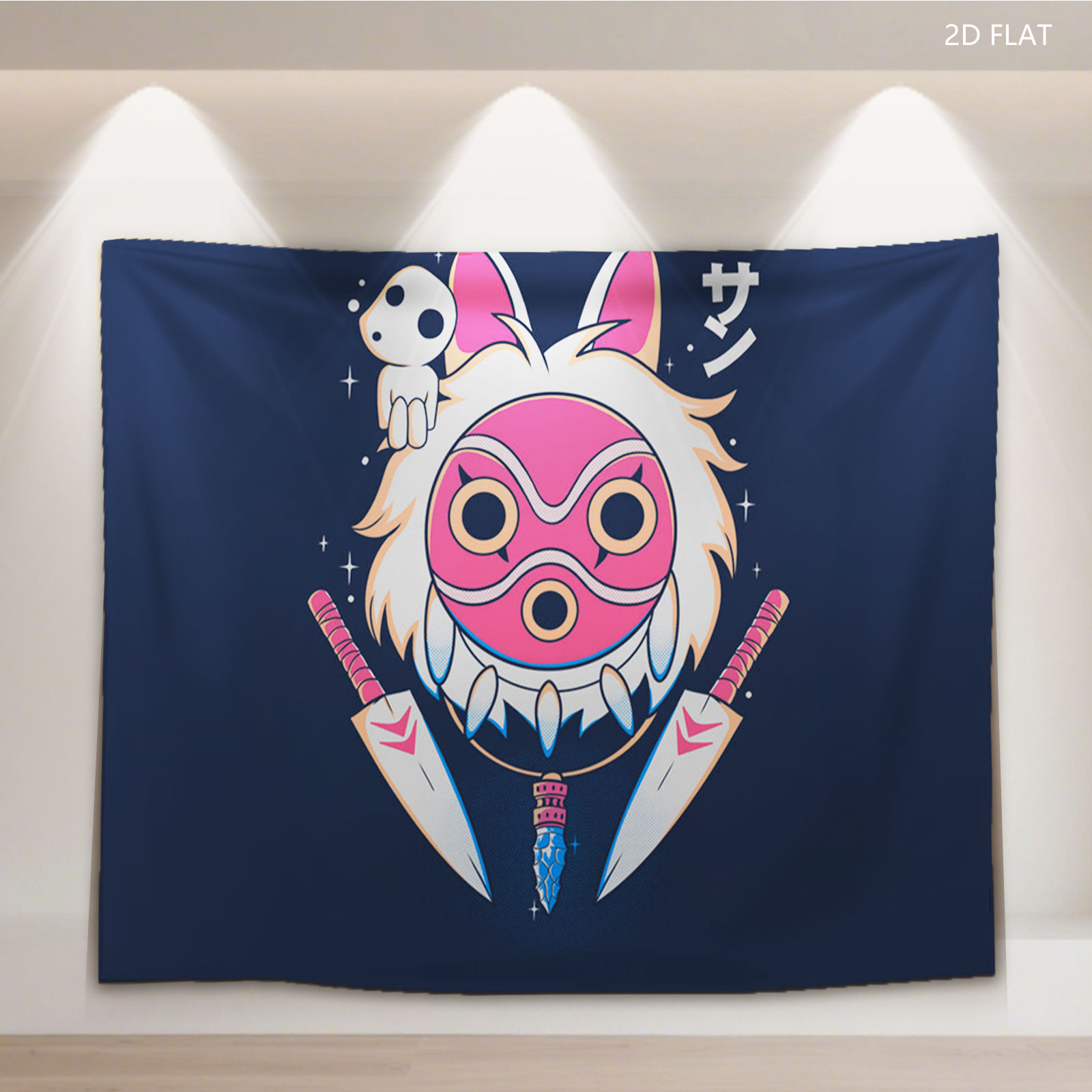 Princess Mononoke: San with Wolf Mask and Dual Blades - Tapestry