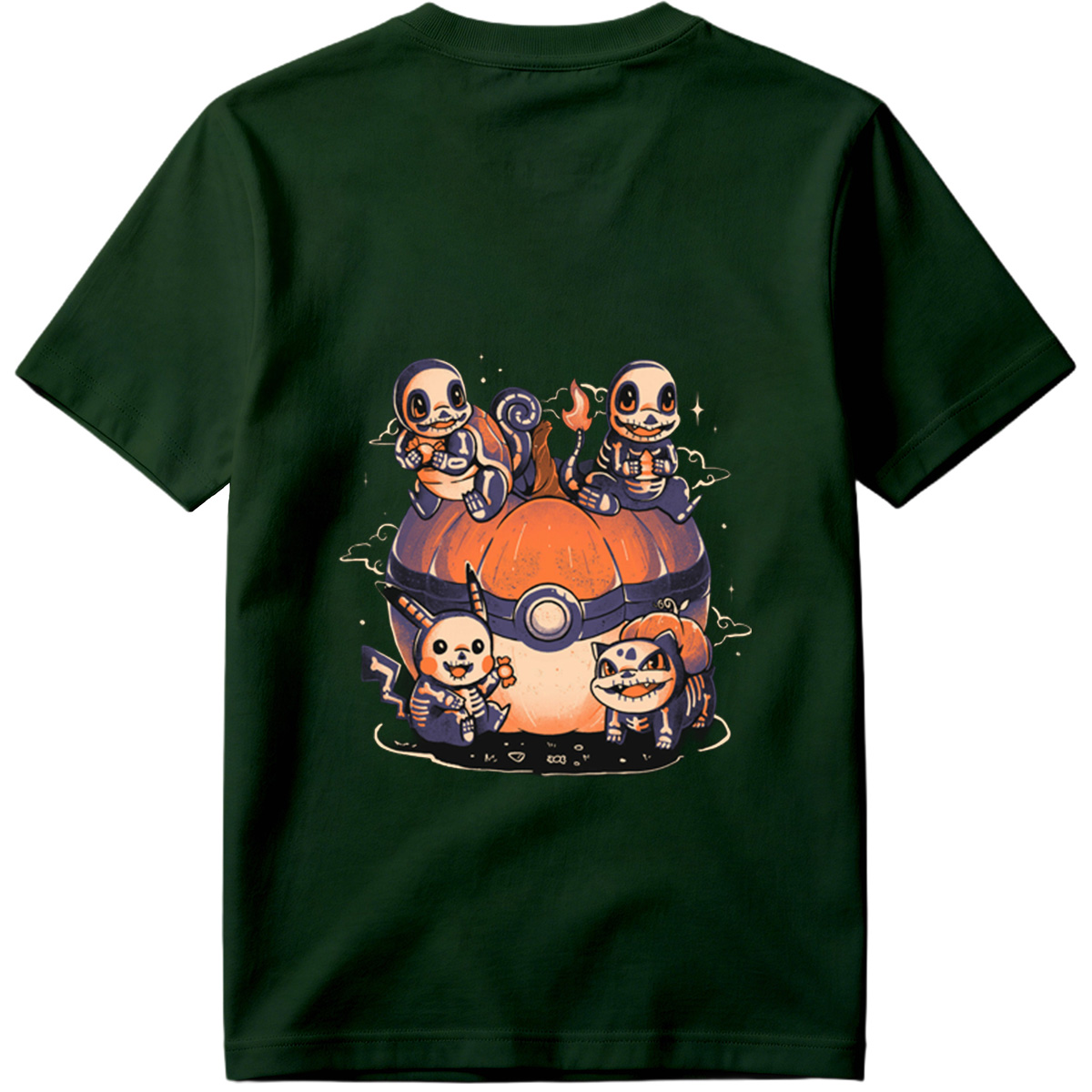 Pokémon: Skeleton Eeveelutions on a Pokéball Pumpkin - Tee