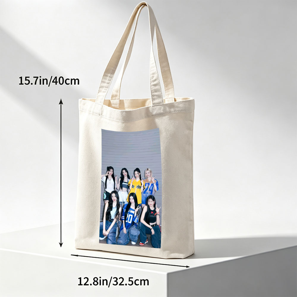 Kep1er Group Photo - Seven Members Posing in Casual Sporty Outfits Against a Gray Wooden Wall - Canvas tote bags