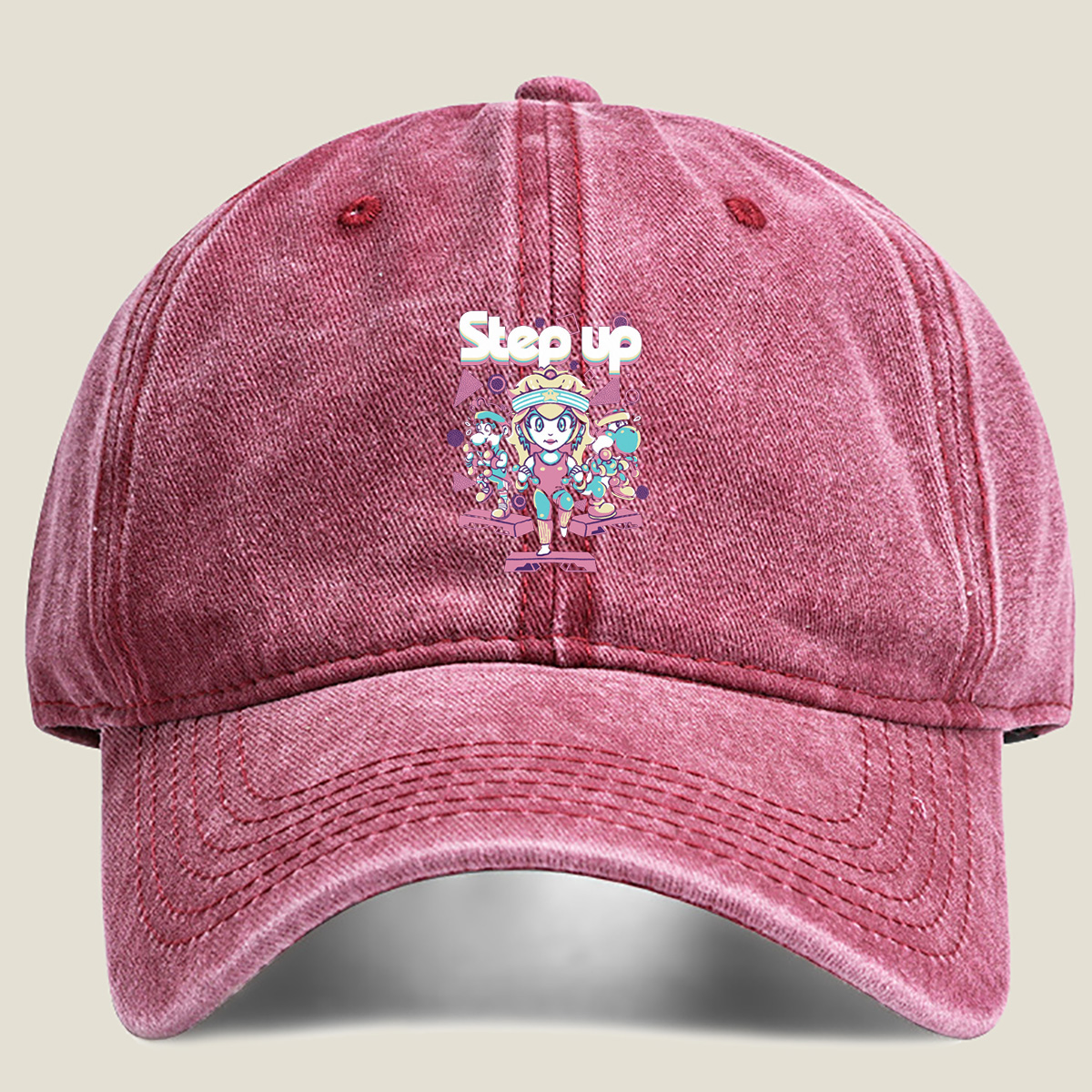 Step Up: Princess Peach, Mario, and Yoshi in Sync - Washed Denim - Baseball Cap