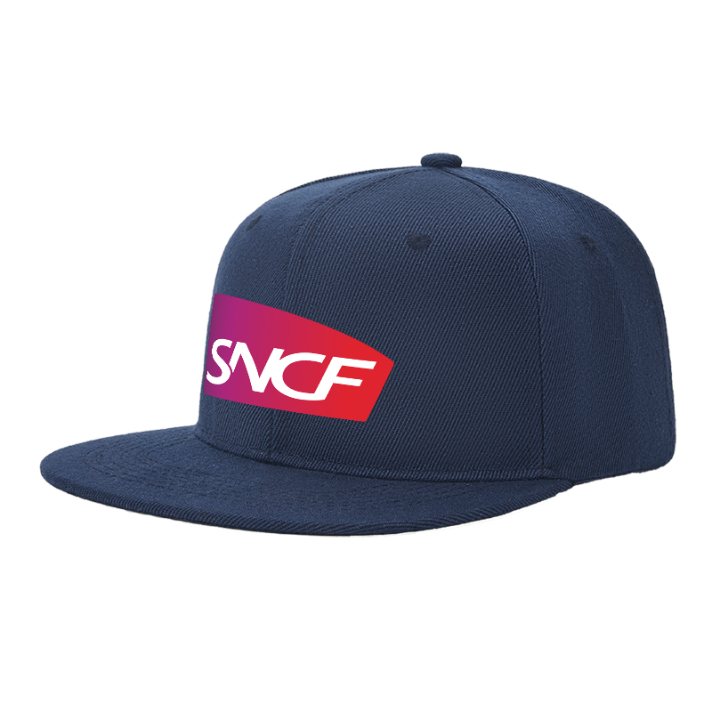 Flat Brim Baseball Cap SNCF Logo Print Streetwear Underground Skate Style for Basketball Court Skate Park Urban Riders and Hip Hop Artists