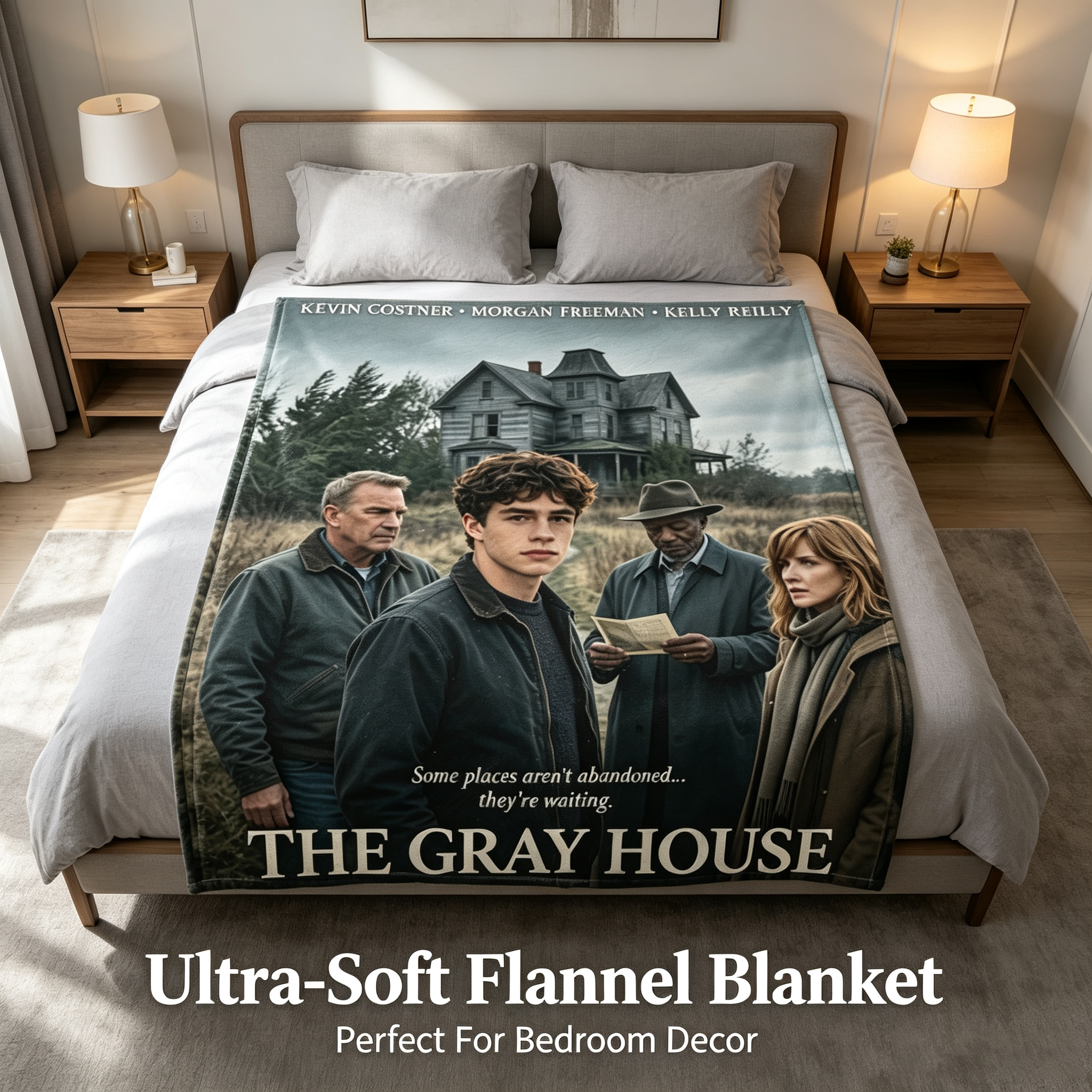 Custom Face Blanket The Gray House Movie Character Flannel Blanket for Cozy Home Use, Perfect Gift or Giveaway Item