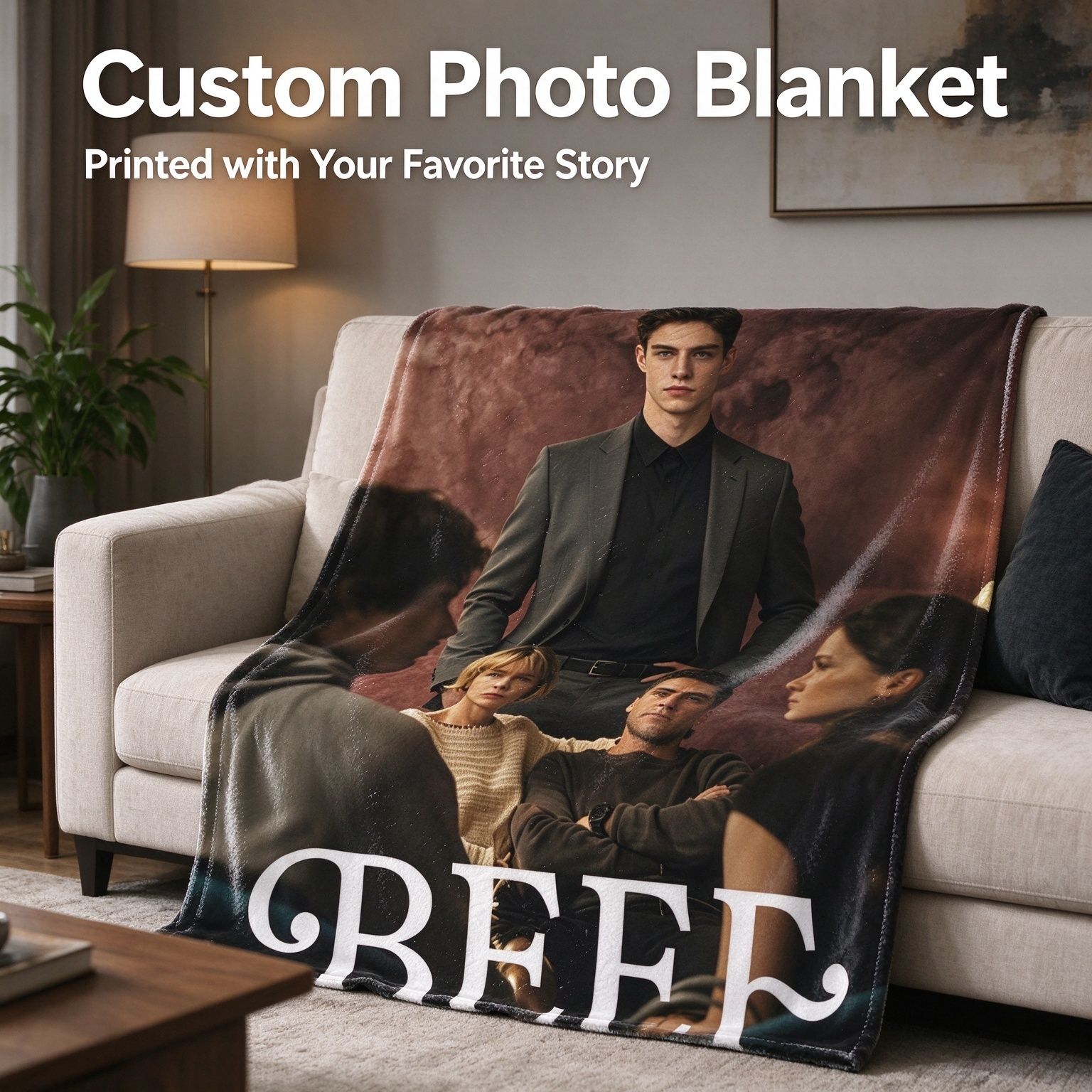Custom Photo Face Flannel Blanket Personalized Drama Portrait Soft Warm Fleece Throw Anti-Pilling Cozy Bedding Couch