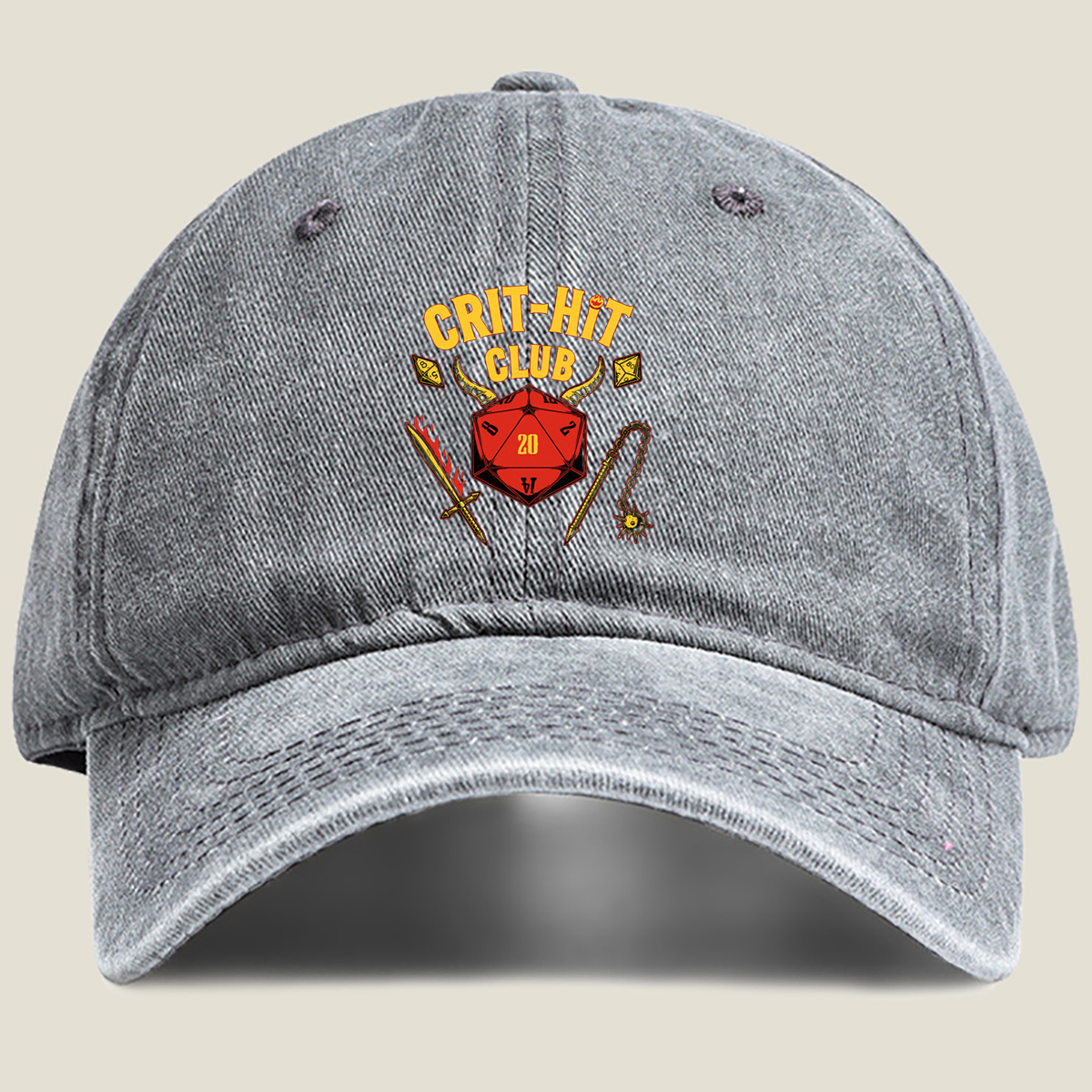 Crit-Hit Club: D&D Dice & Fantasy Gear - Washed Denim - Baseball Cap