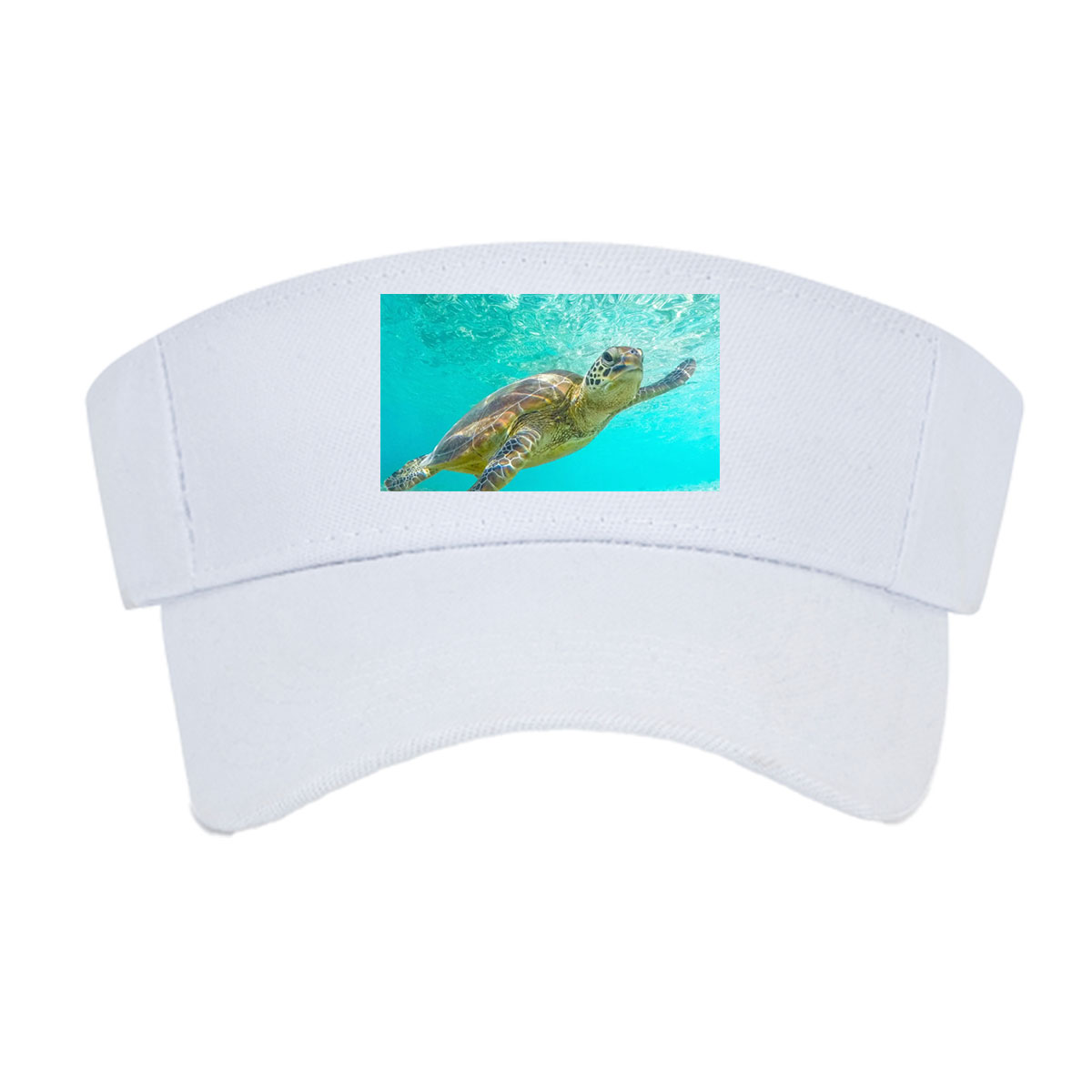 Sea Turtle Swimming in Crystal Clear Waters -  Visor cap