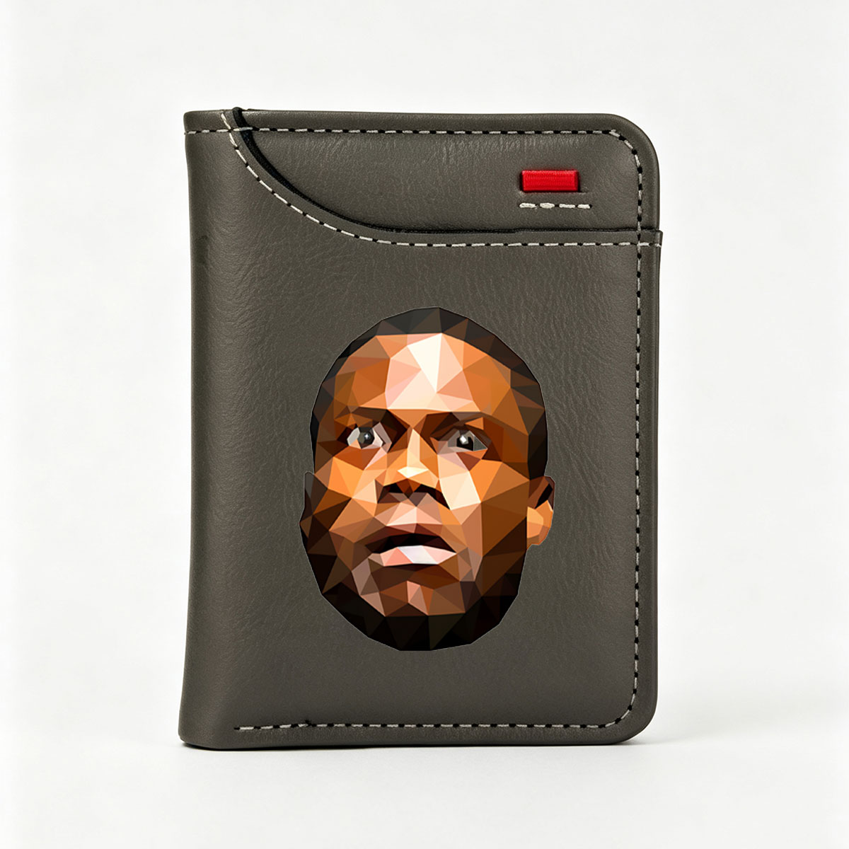Low-Poly Portrait of a Man with Expressive Features - Vertical Style Wallet