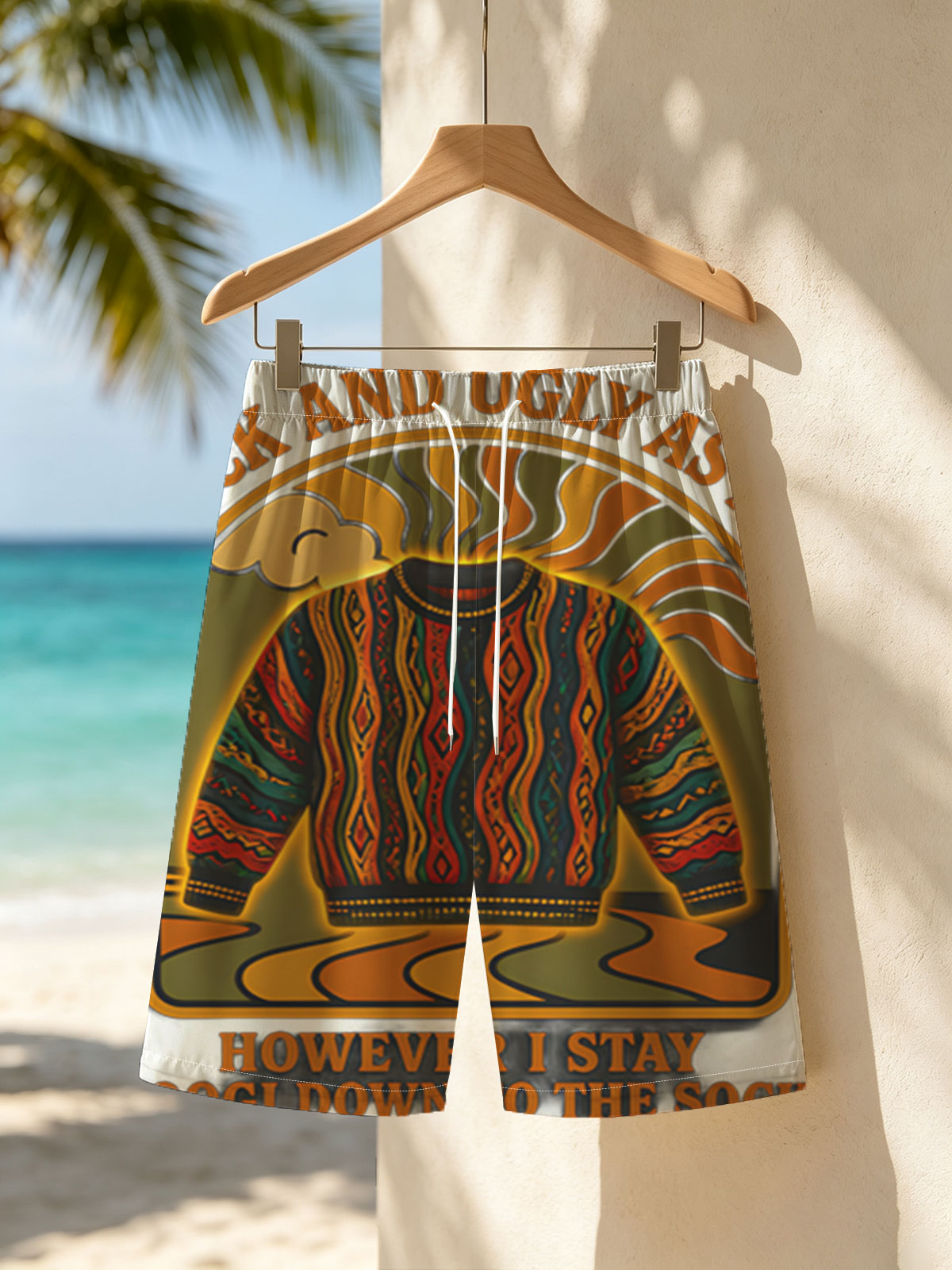 Black and Ugly as Ever: Coogi Sweater Artwork -  Beach shorts