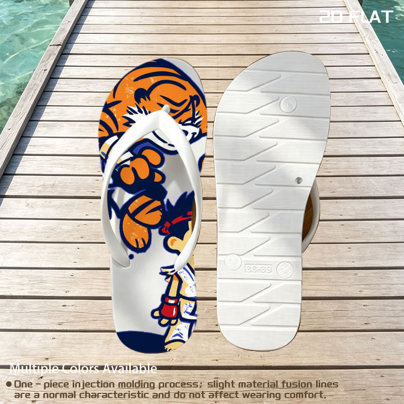 Tiger and Martial Artist Boy in Action Pose -  flip-flops