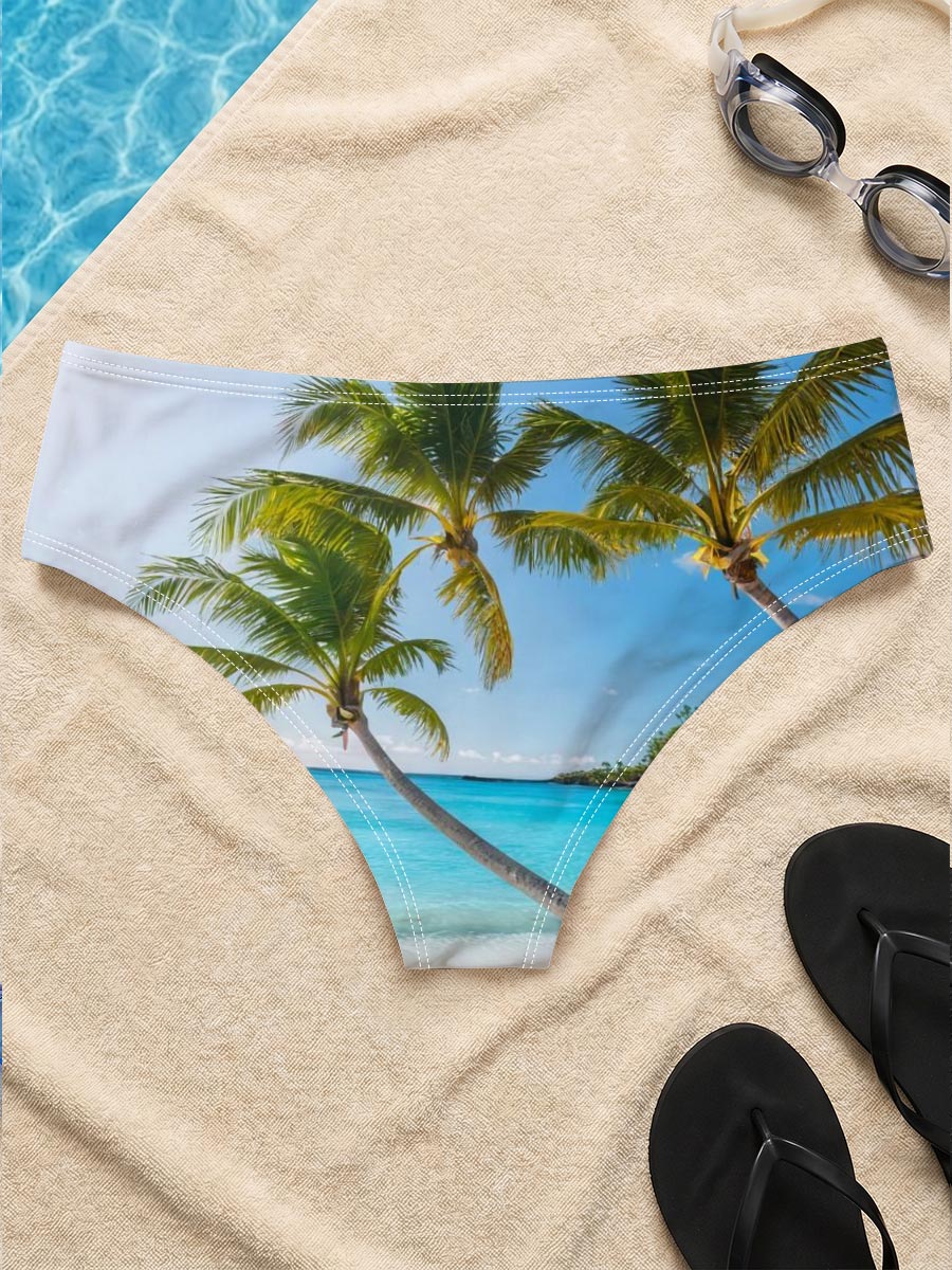 Tropical Beach with Palm Trees and Crystal Clear Water -  Men's swim trunks