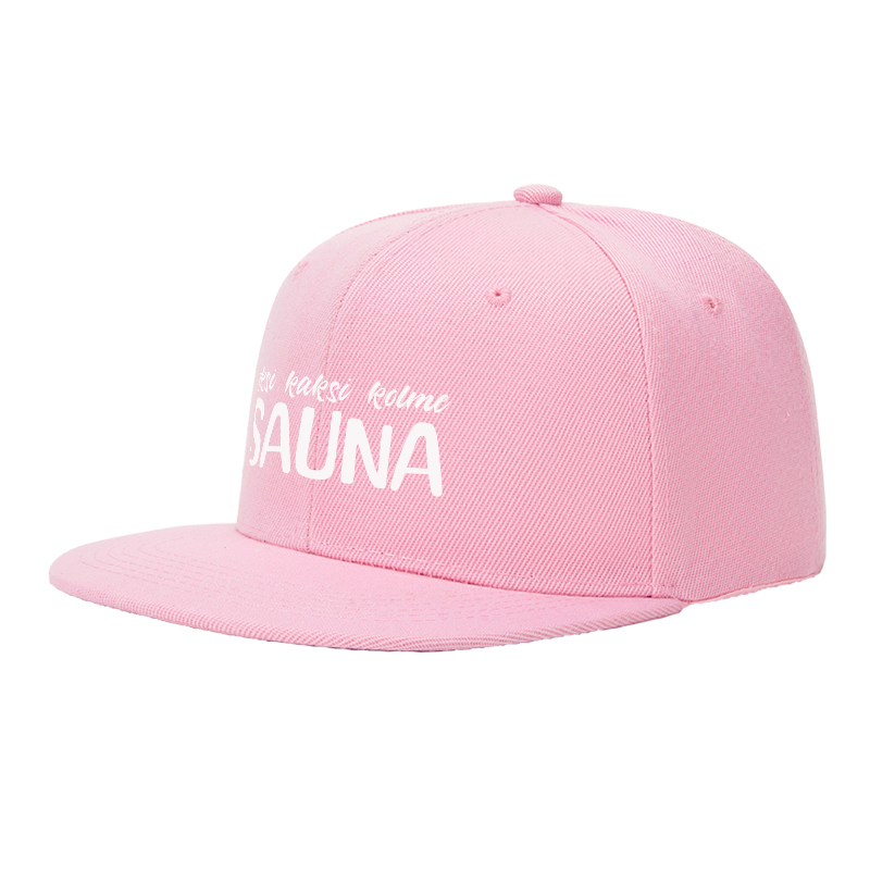 Flat Brim Baseball Cap Yksi Kaksi Kolme SAUNA Print Streetwear Underground Skate Style for Basketball Courts Urban Streets Skate Parks Designed for Skaters Rappers Streetwear Enthusiasts
