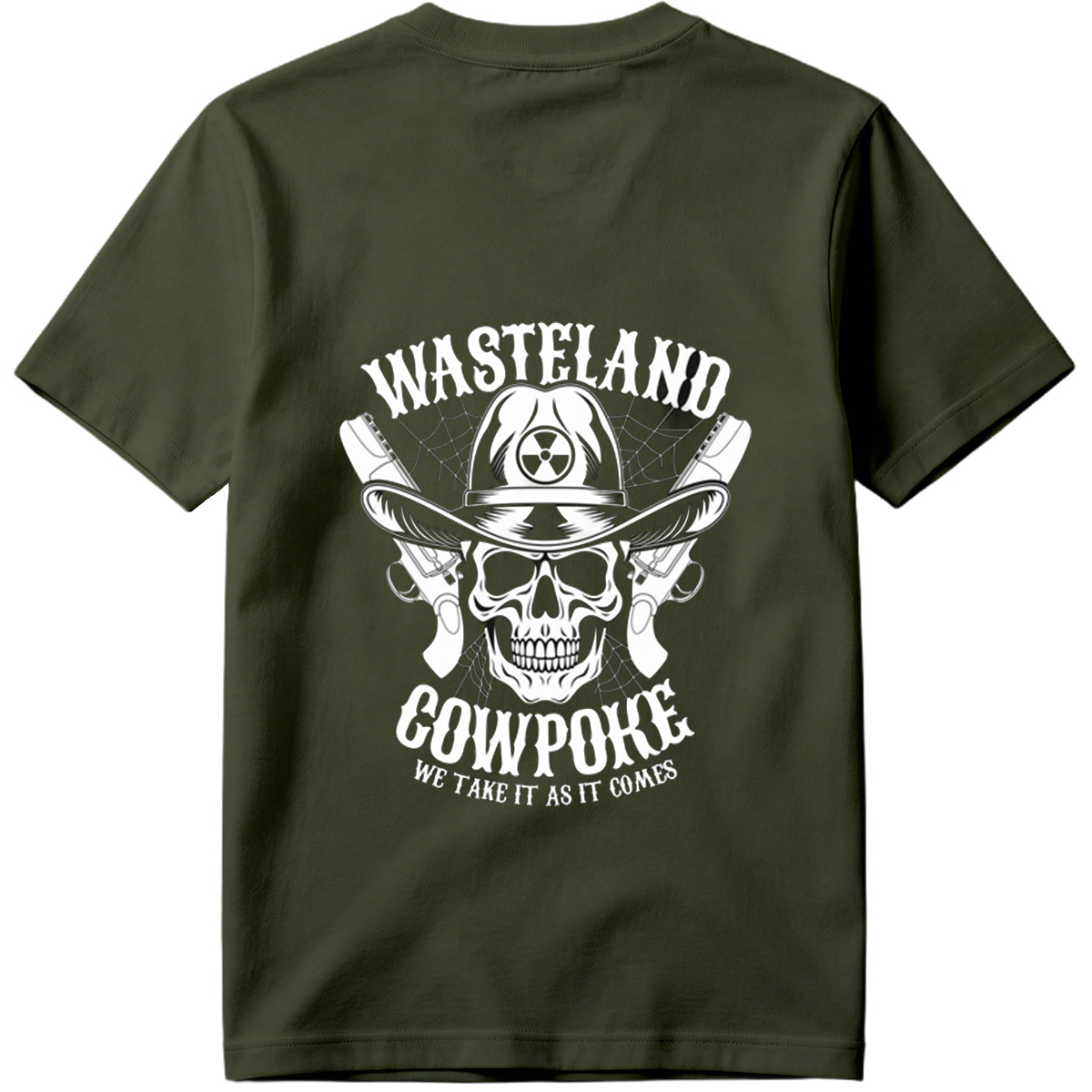 Wasteland Cowpoke: Skull with Cowboy Hat and Revolvers - Tee