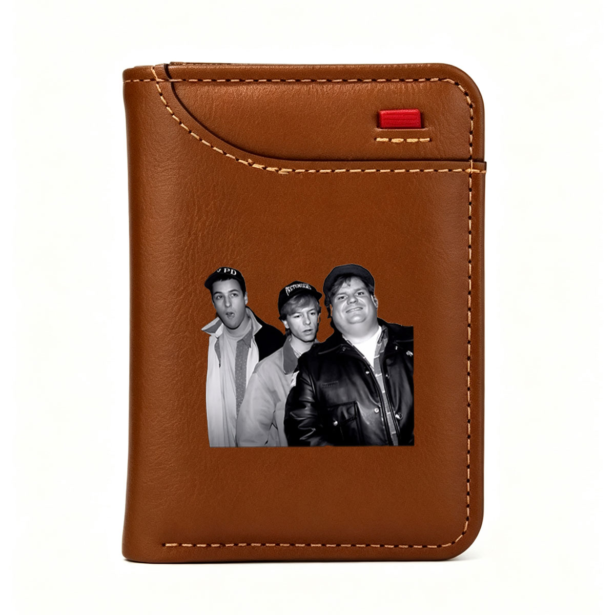 The Three Stooges in a Modern Twist: Adam Sandler, Chris Farley, and Dana Carvey Reimagined - Vertical Style Wallet