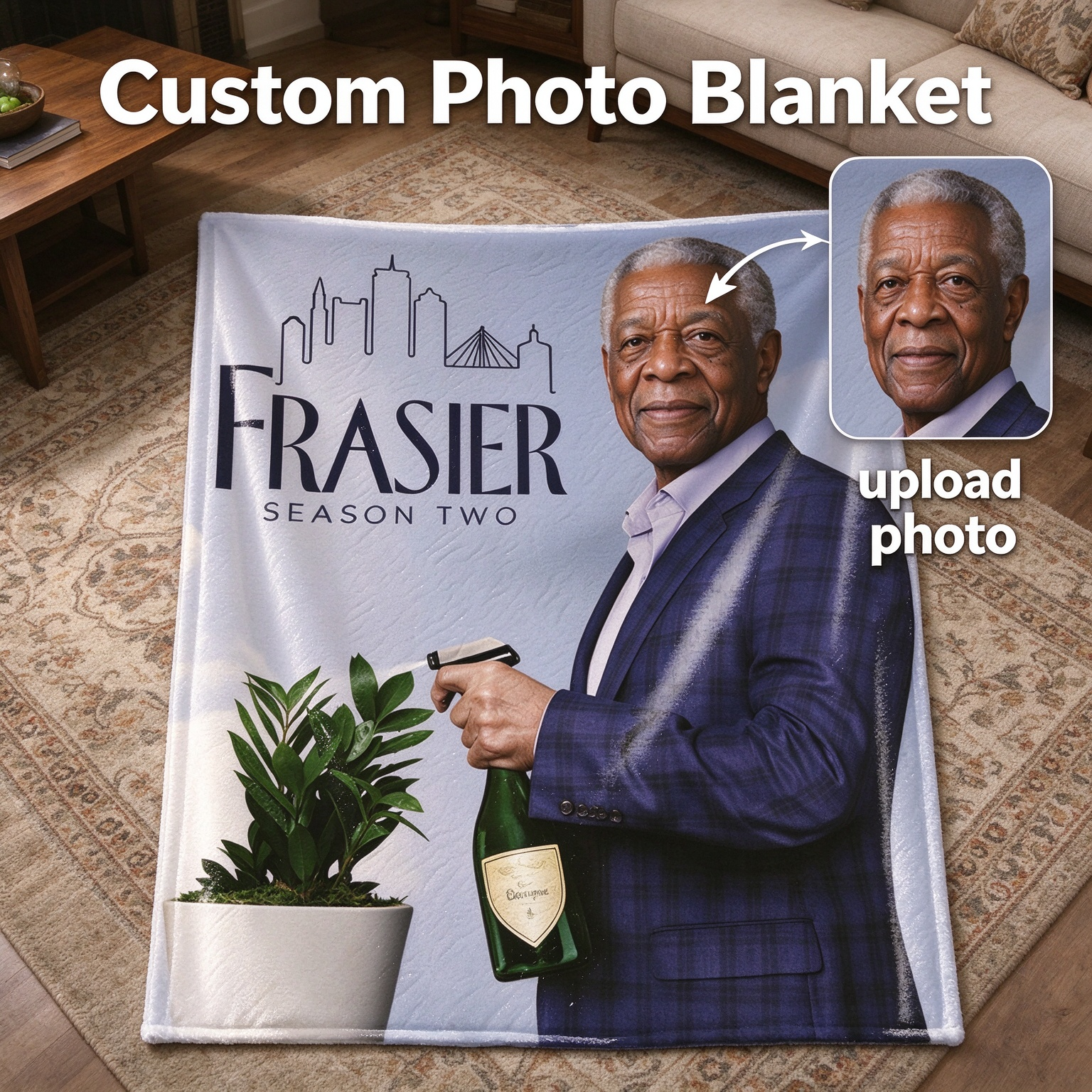 Custom Photo Blanket Personalized Face Flannel Fleece Throw Soft Bed Couch Cover Ideal Personalized Gift