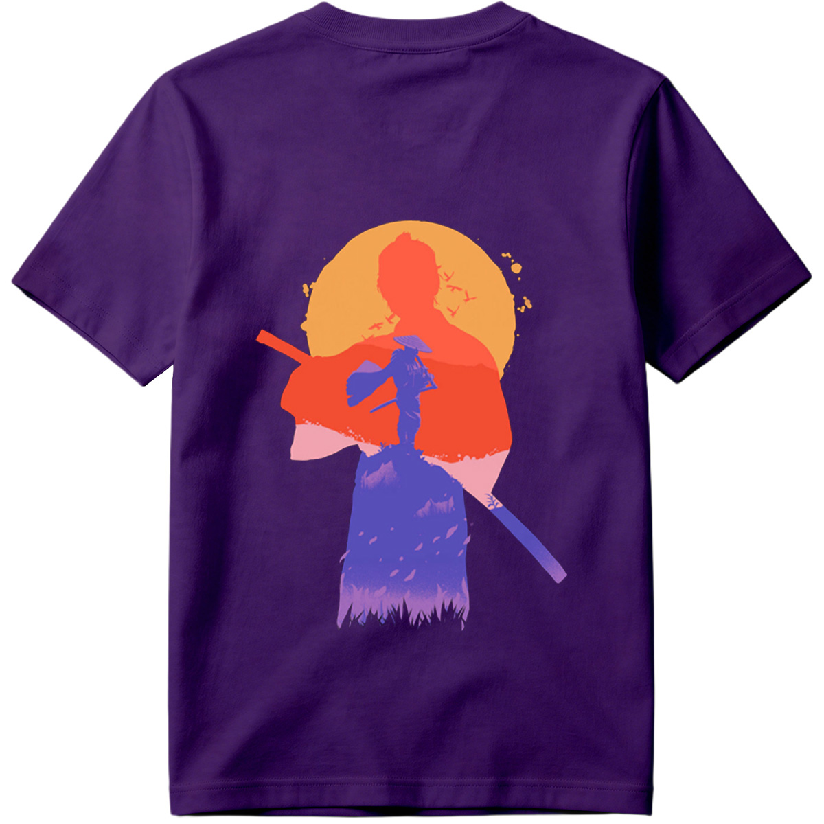 Samurai Silhouette at Sunset - Tee